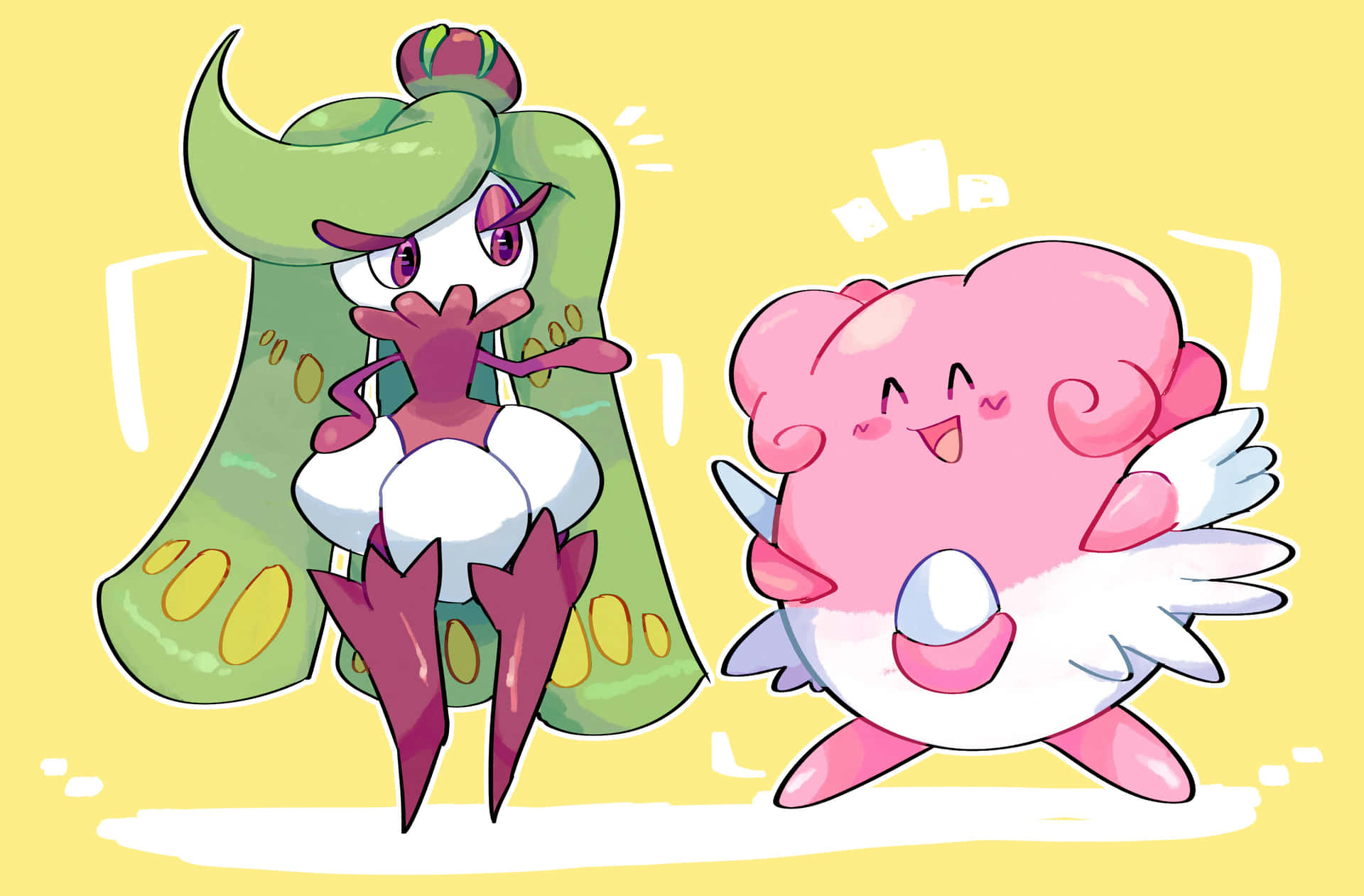 Tsareena_and_ Blissey_ Fan_ Art Background