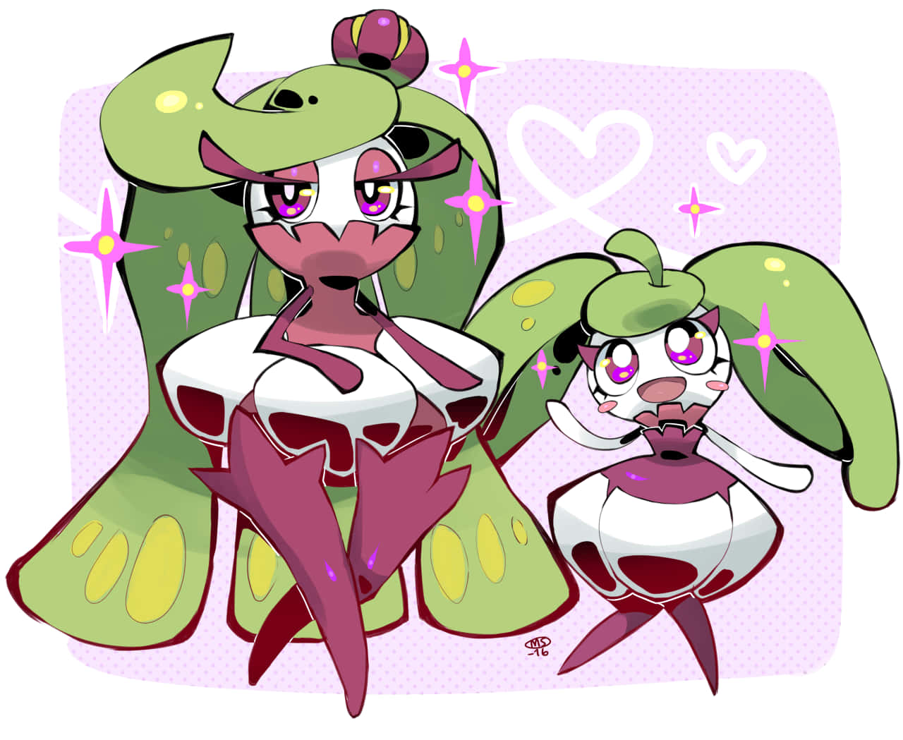 Tsareenaand Steenee Pokemon Artwork Background