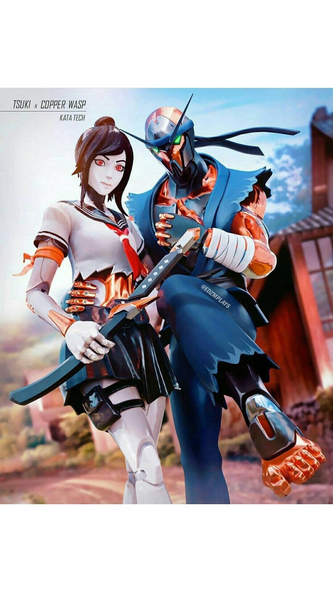 Tsuki Fornite And Copper Wasp Background