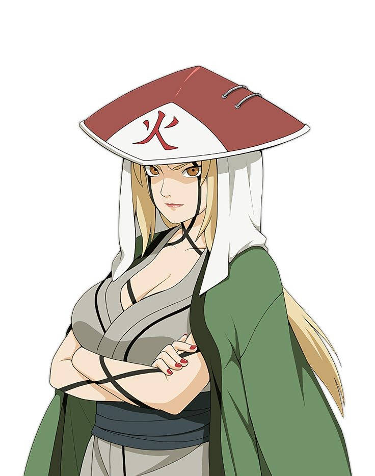 Tsunade, The Legendary Medical Ninja And Fifth Hokage Of Konoha, In Action. From The Popular Anime Series, Naruto. Background