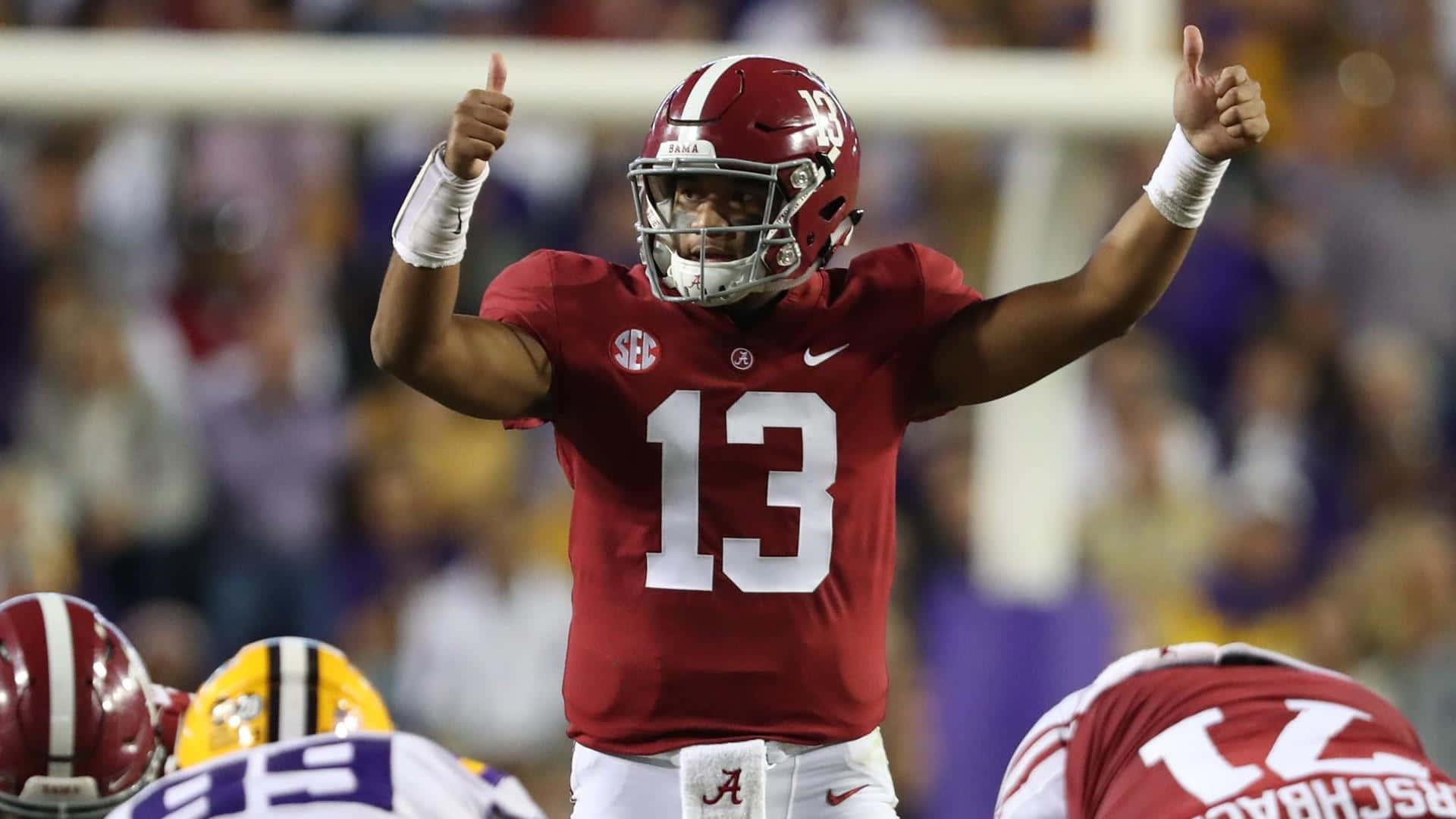 Tua Tagovailoa Thumbs Up Background