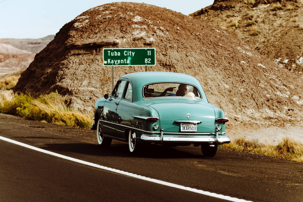 Tuba City Arizona Vintage Car Background