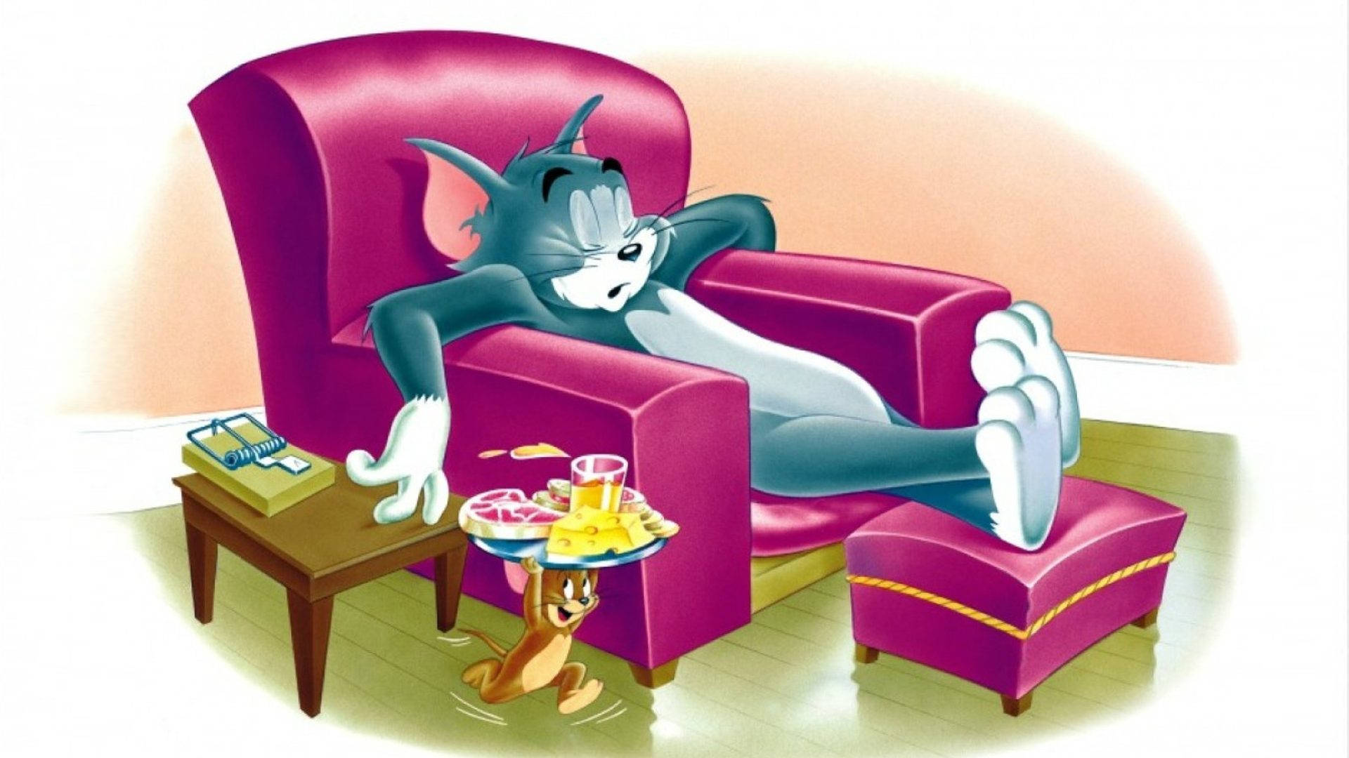 Tuckered Out Tom And Jerry Cartoon Background