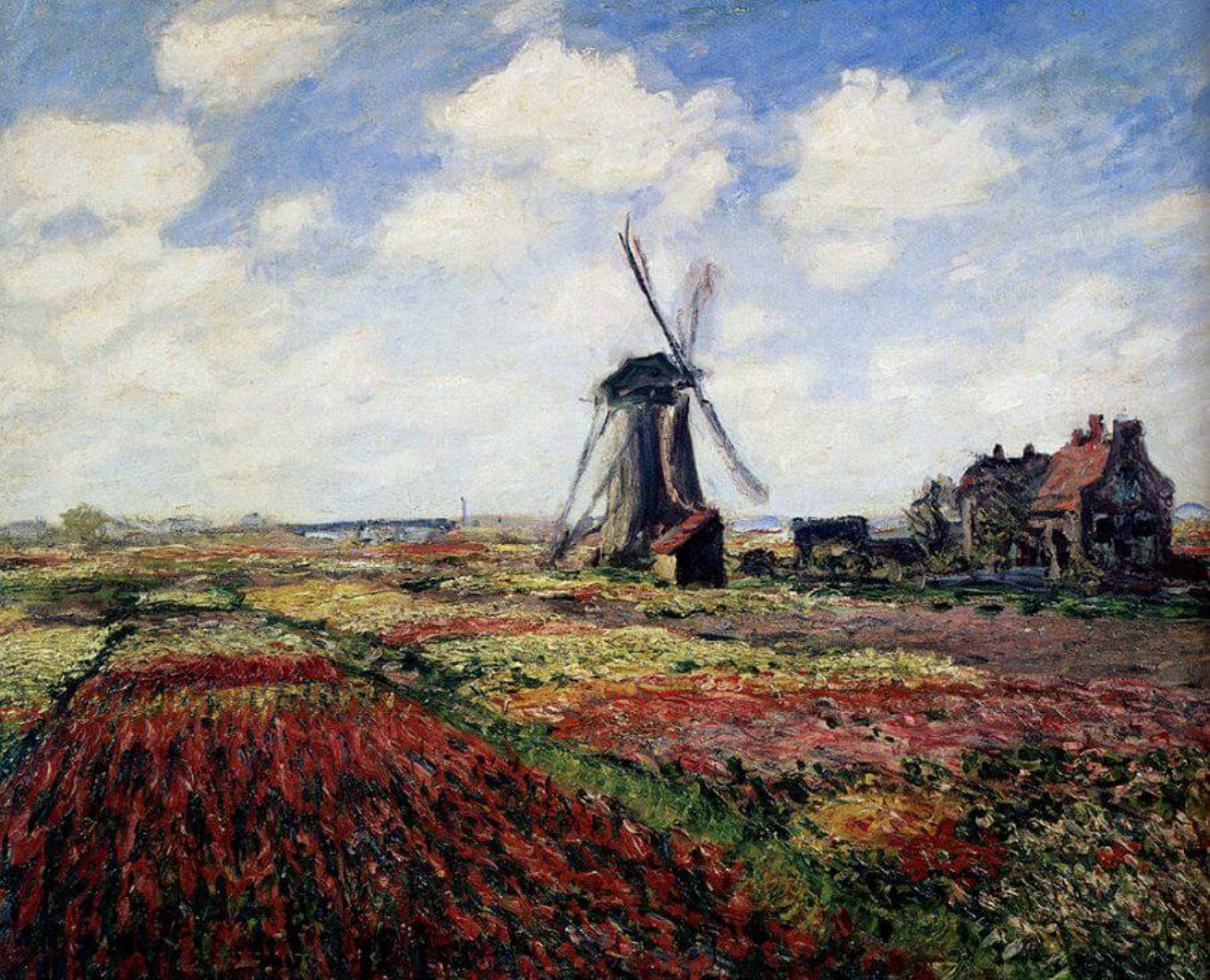 Tulip Fields By Claude Monet Background