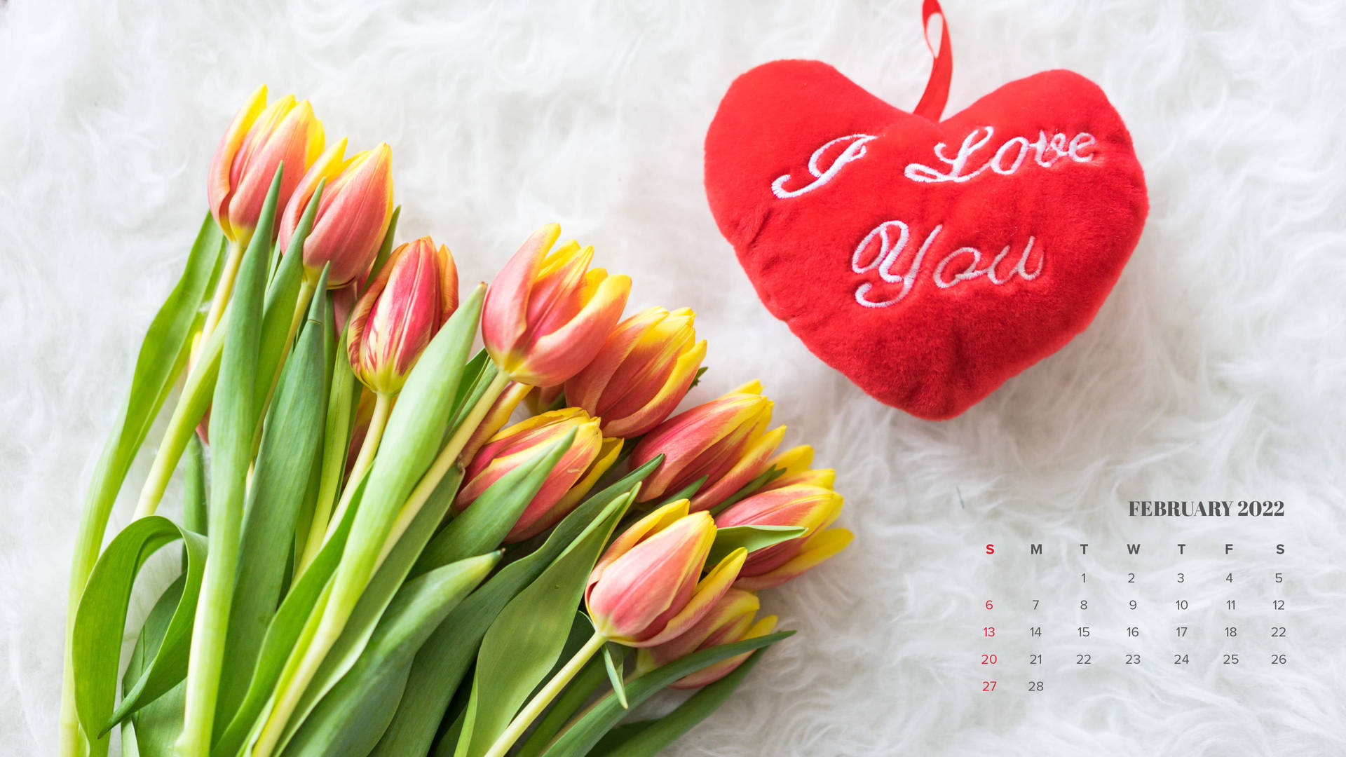 Tulips February 2022 Calendar