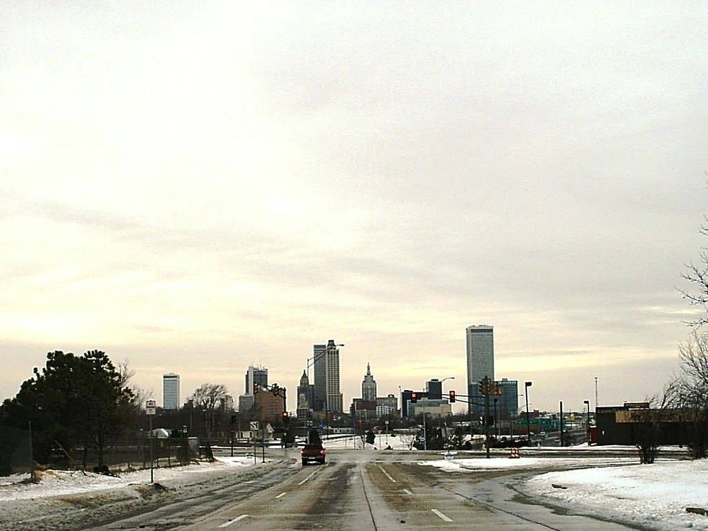 Tulsa Oklahoma Covered In Snow Background