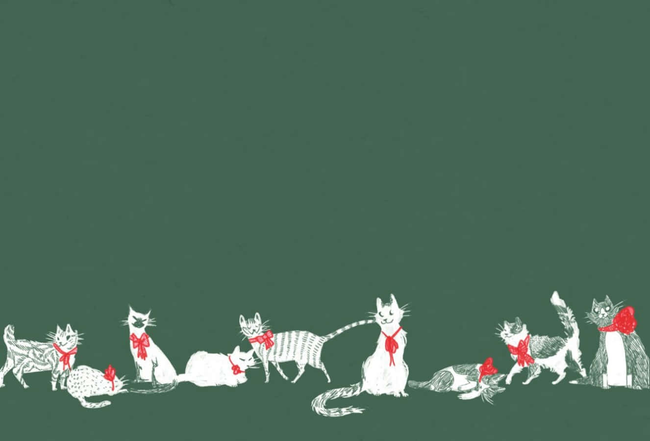 Tumblr Christmas Cat With Red Bows Background