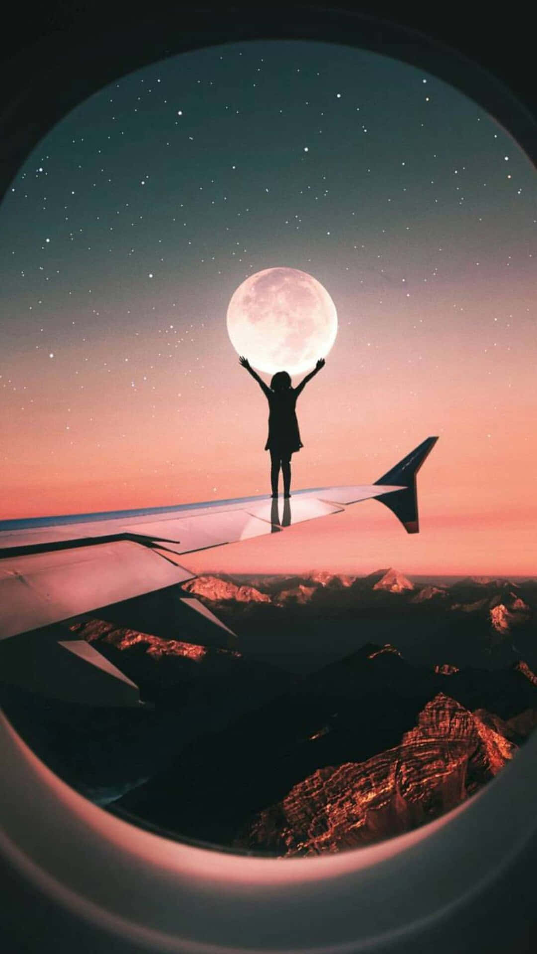 Tumblr Photography Holding Moon Plane Window Background