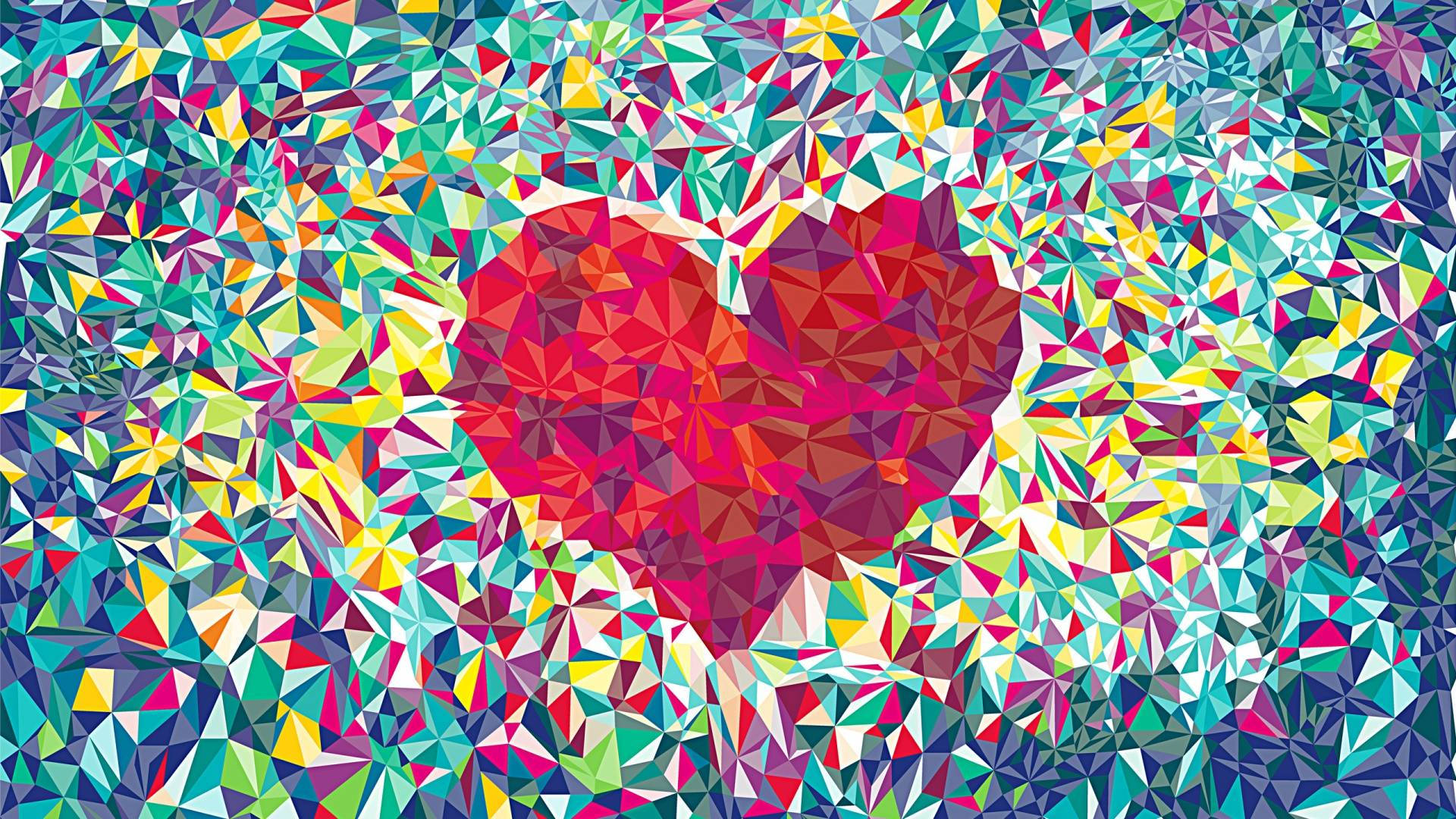 Tumblr Valentines Day Colorful Red Heart Mosaic Background