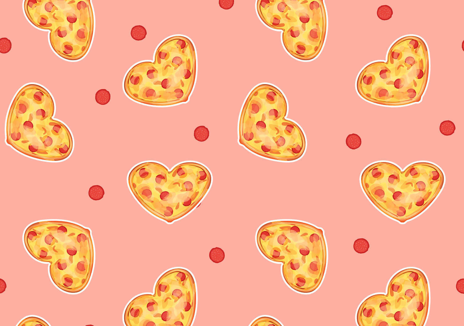 Tumblr Valentines Day Pizza Heart Pattern Background