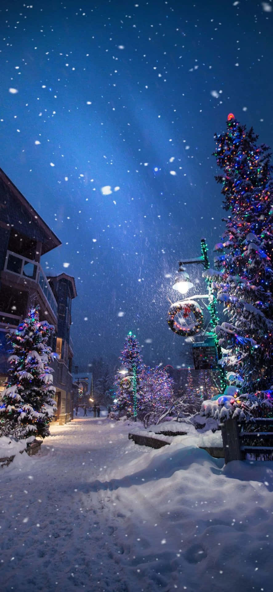 Tumblr White Christmas Snowy Night Background