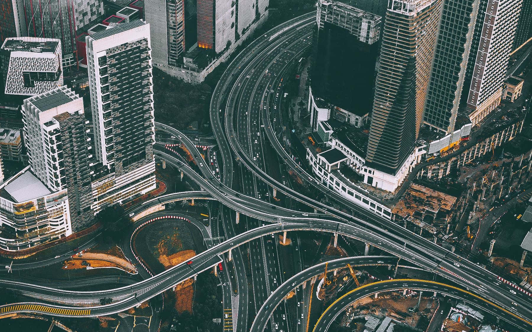 Tumultuous City Highways Background