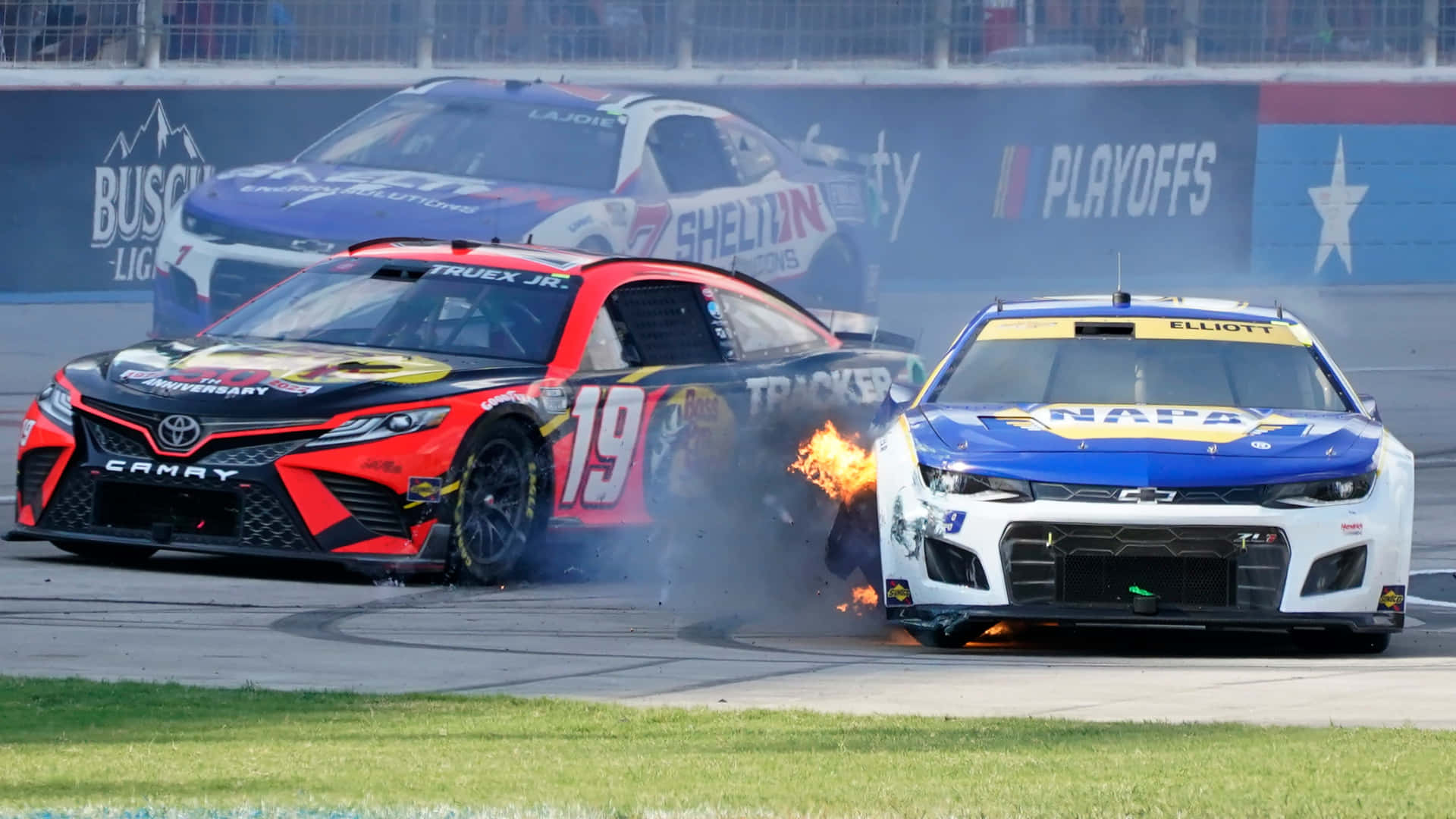 Tumultuous Nascar Cup Crash Background