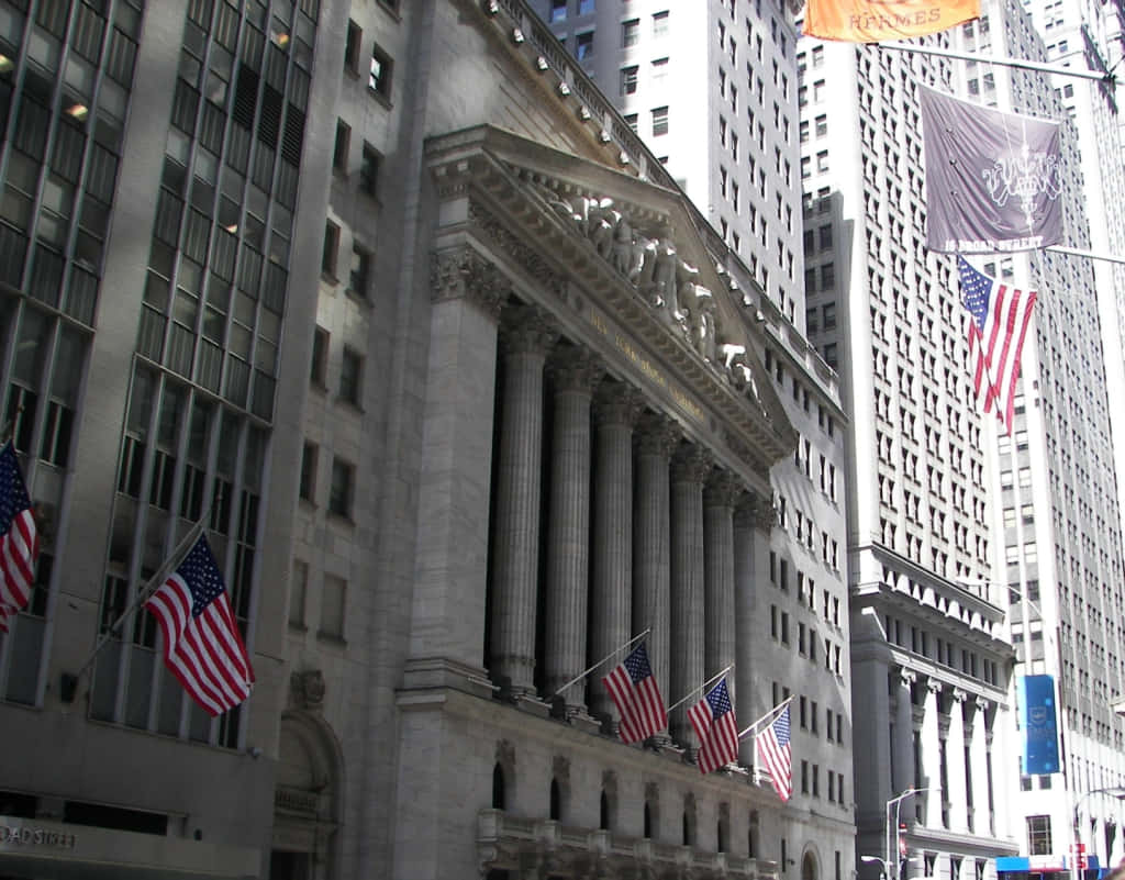 Tumultuous Wall Street Buildings Background