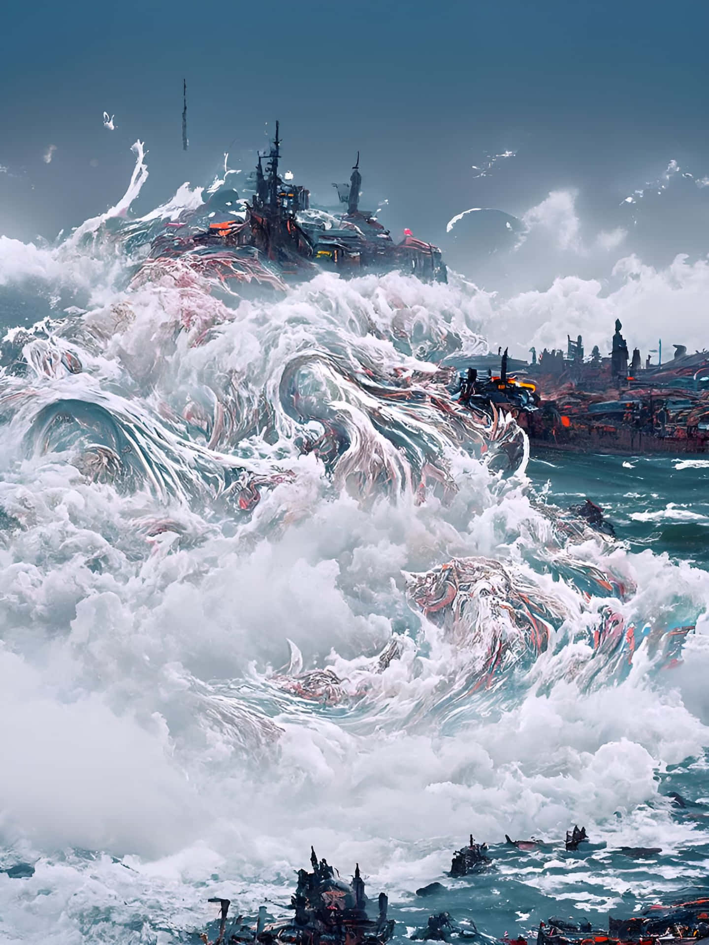 Tumultuous Waves Art Background
