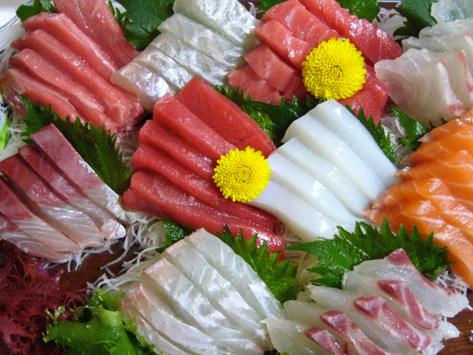 Tuna, Salmon, Mackerel Sashimi Background