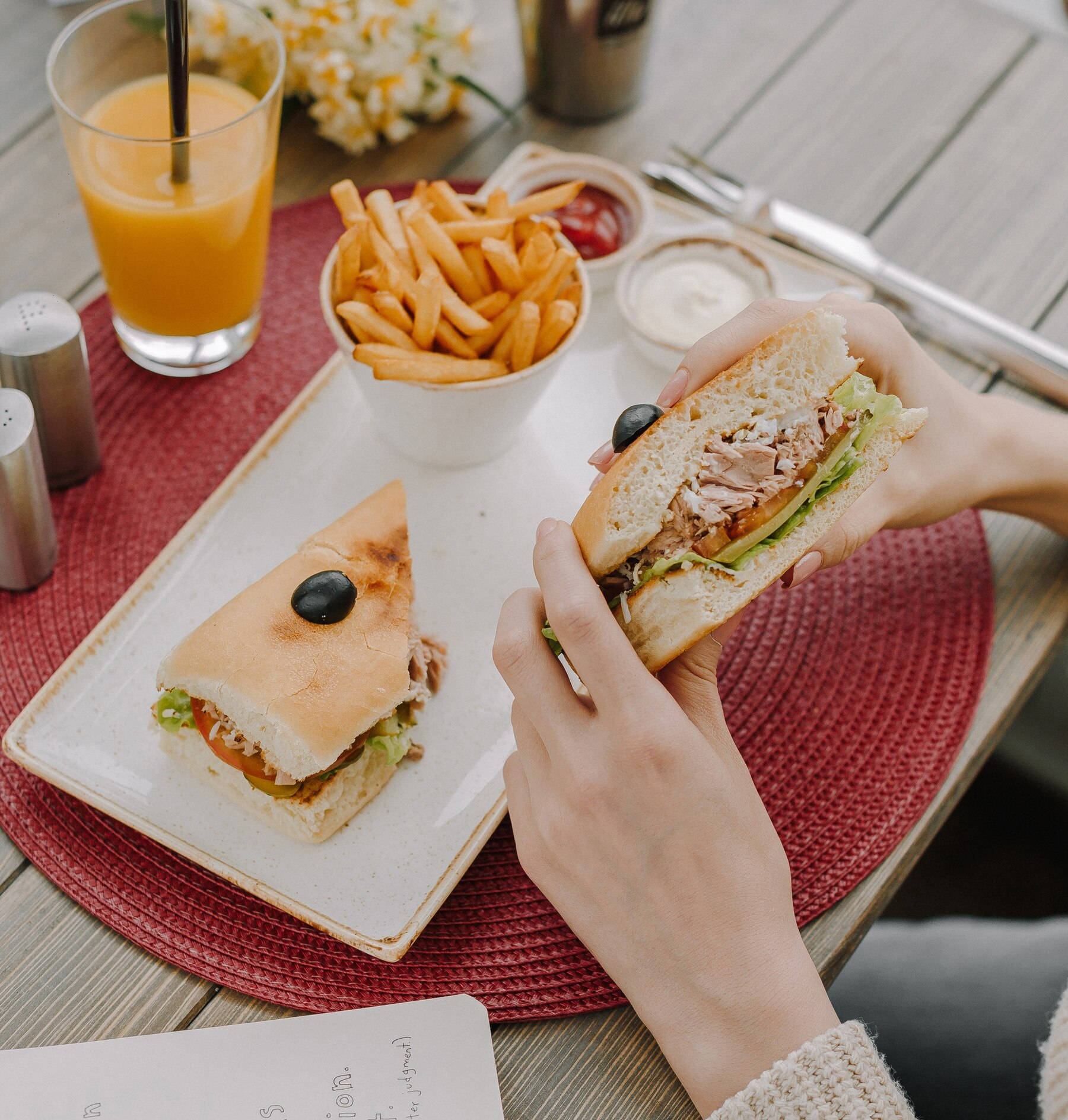 Tuna Sandwich And Fries Background