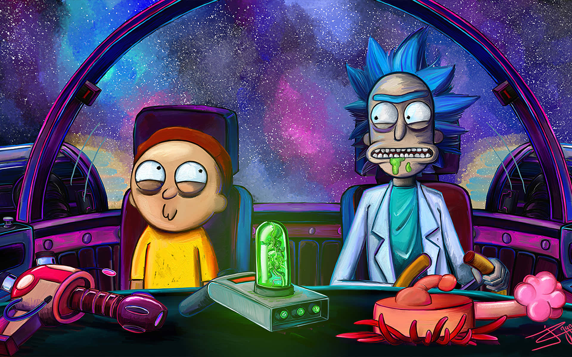 “tune Into Rick And Morty With This Custom Macbook” Background