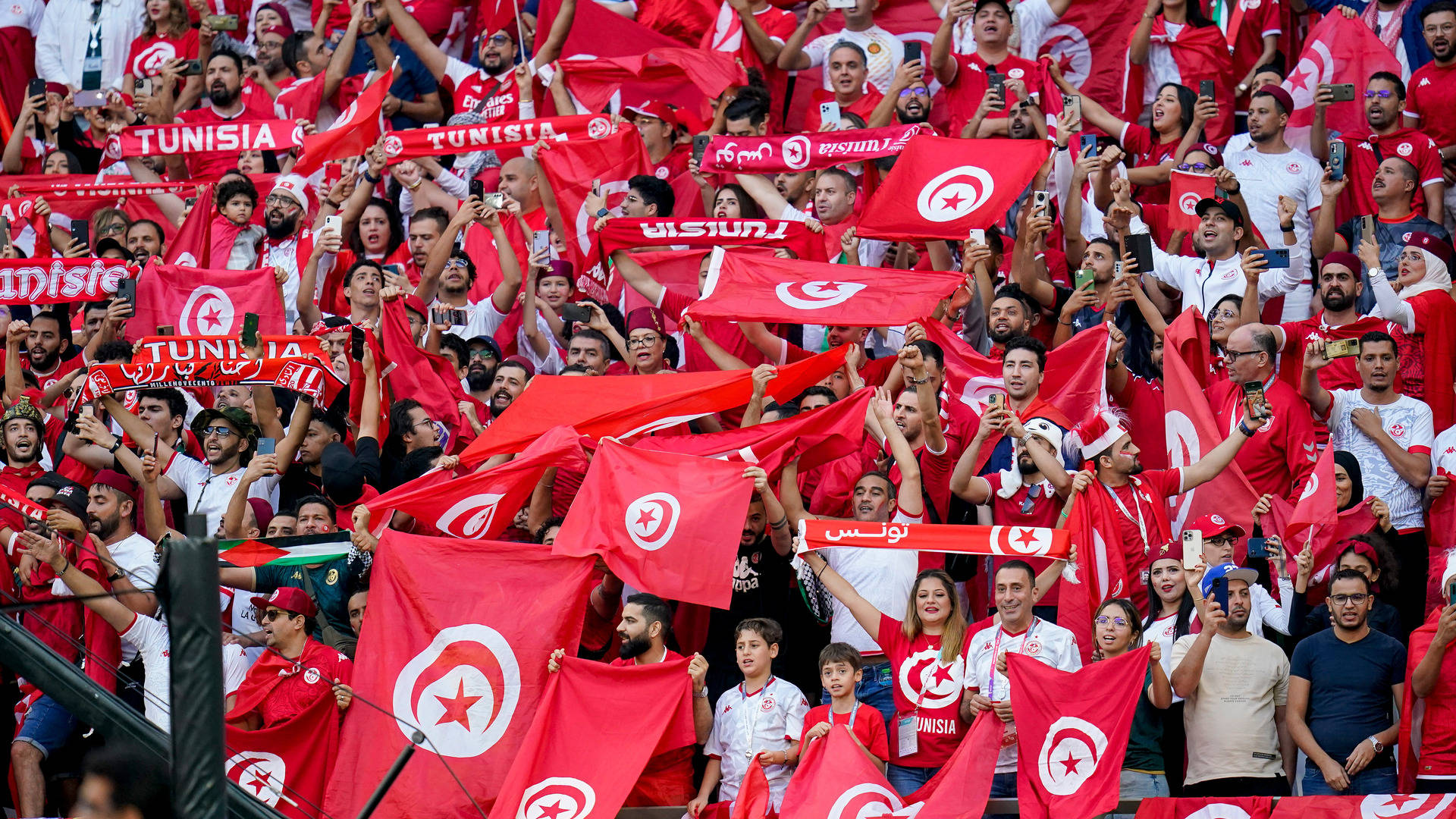 Tunisia National Football Team Cheering Fans Background