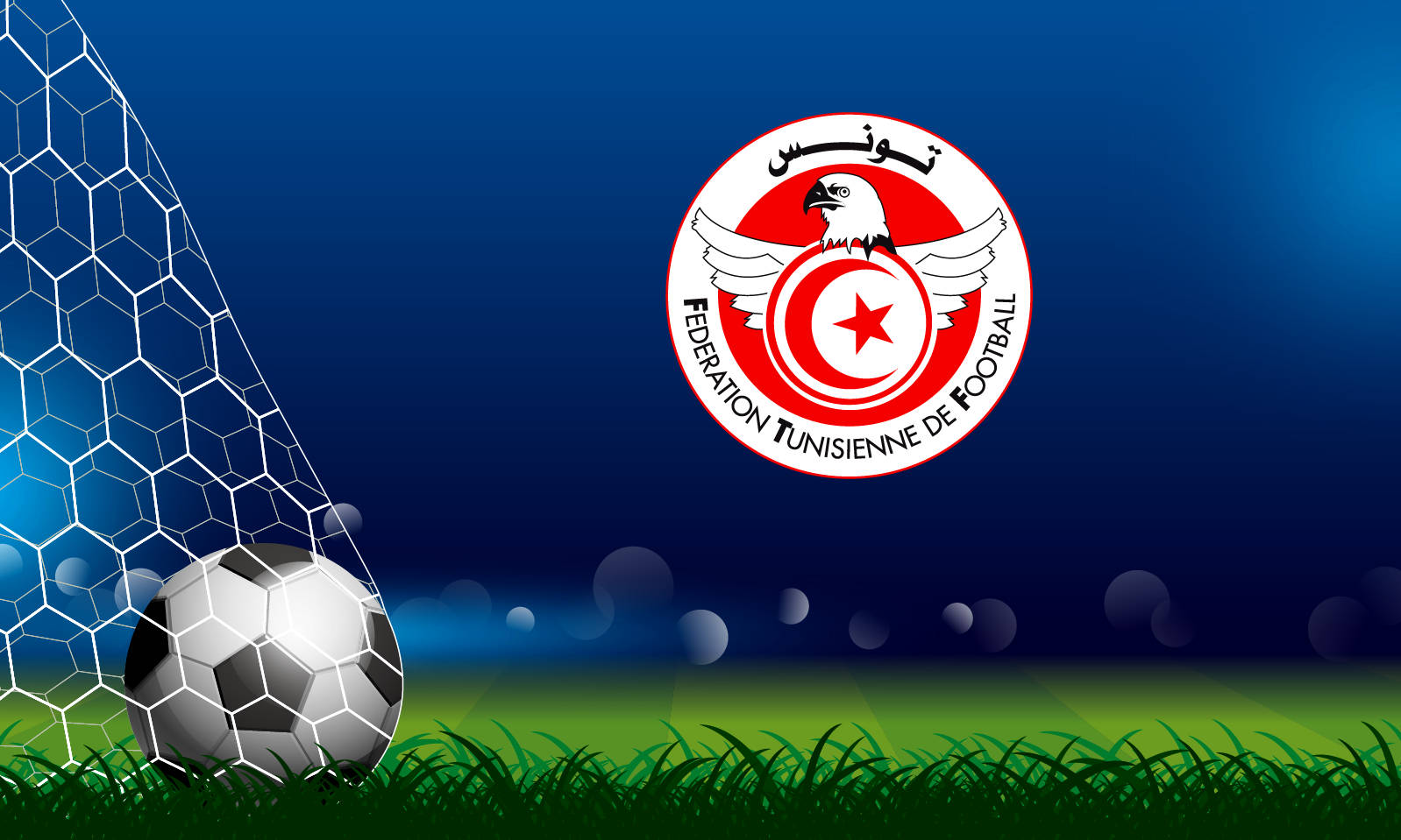 Tunisia National Football Team Logo In Football Field Background