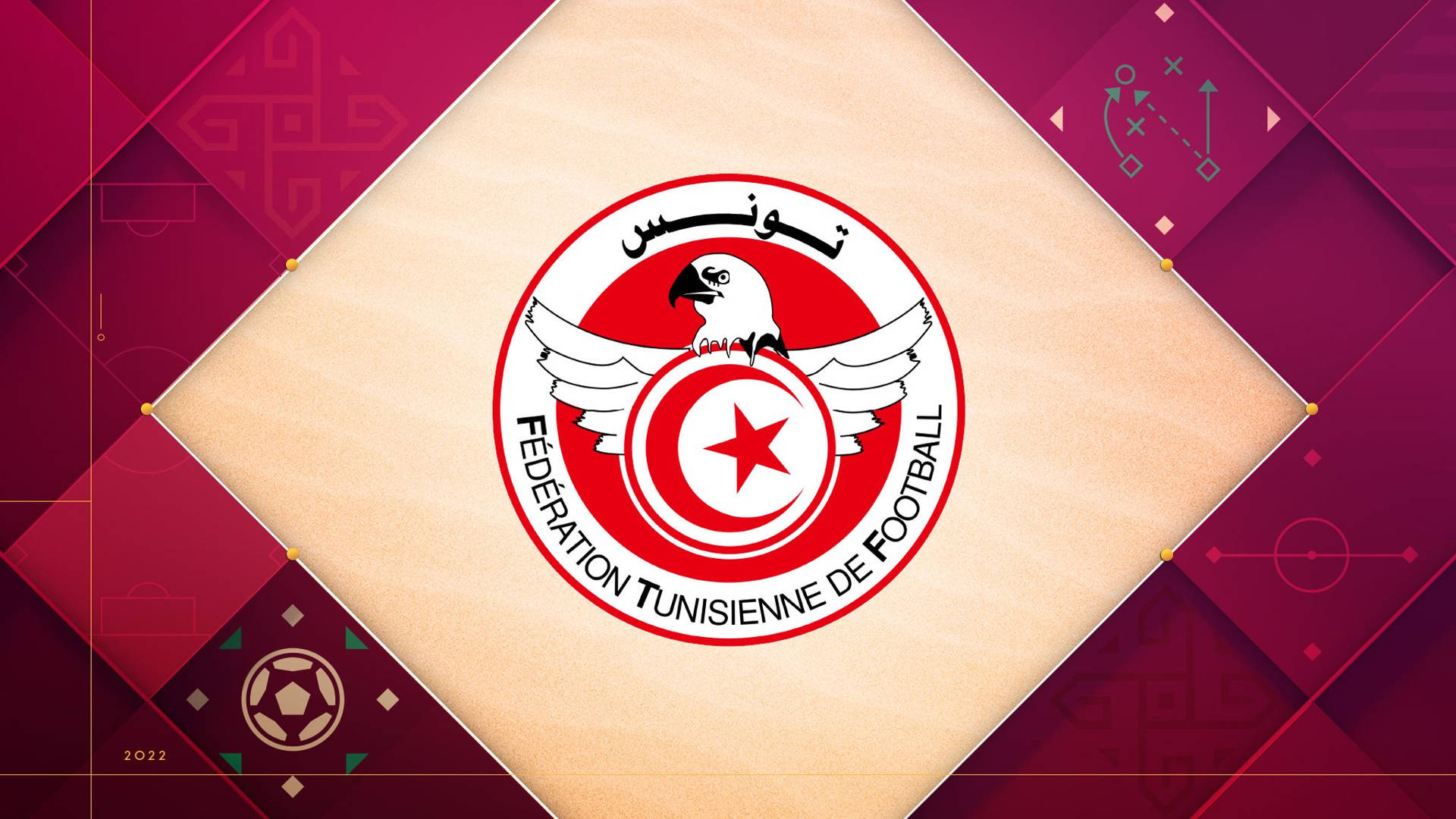 Tunisia National Football Team Logo Red Aesthetic Background