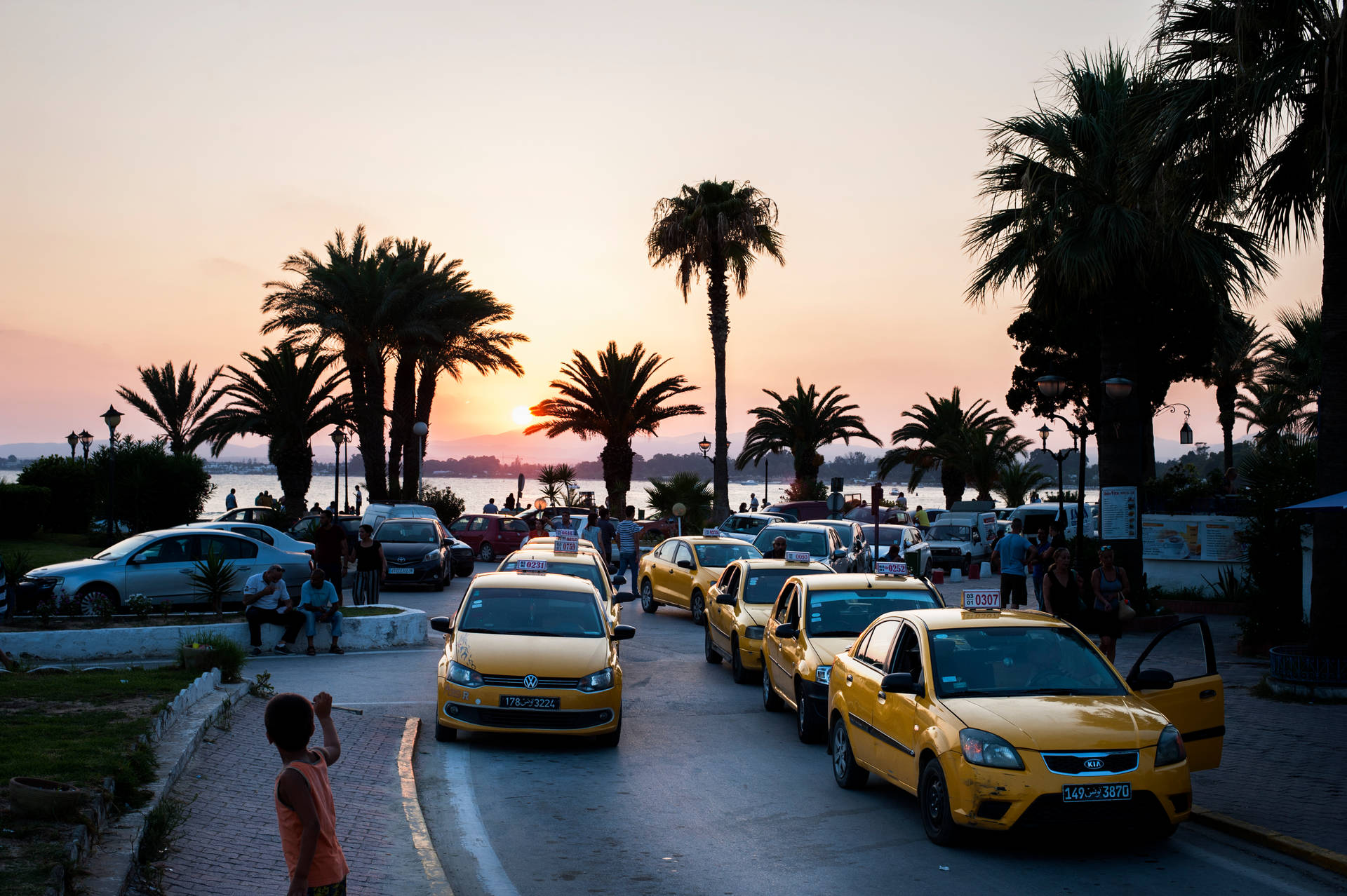Tunisia Road Full Of Cars