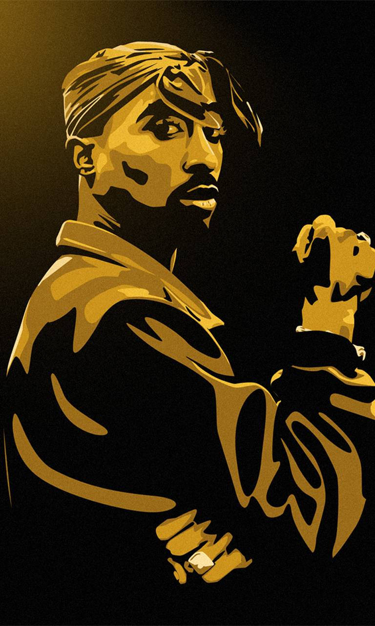 Tupac Black And Yellow Art Background