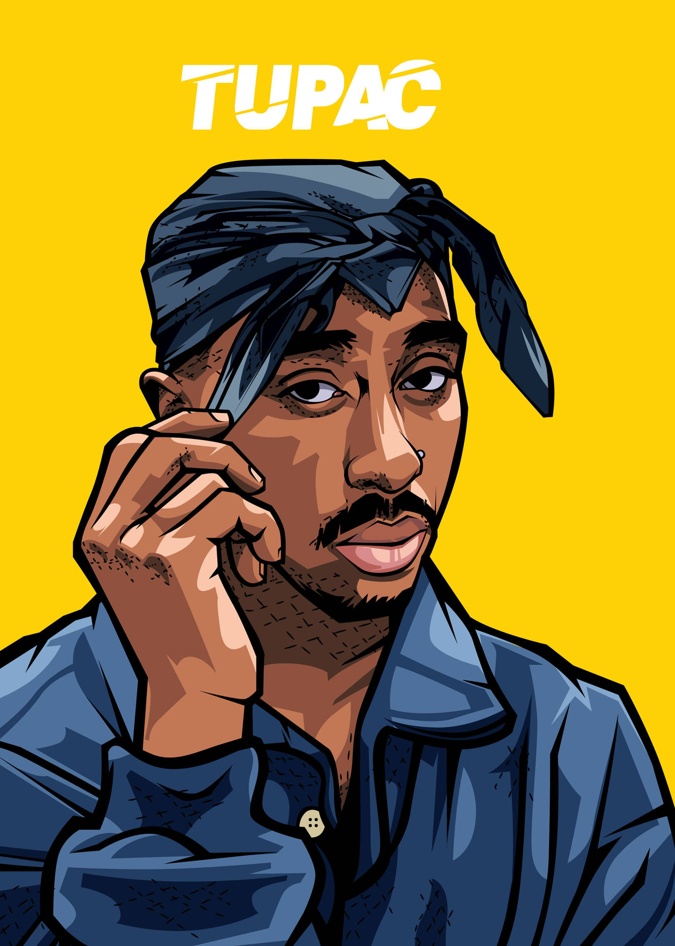 Tupac Cartoon Portrait Background