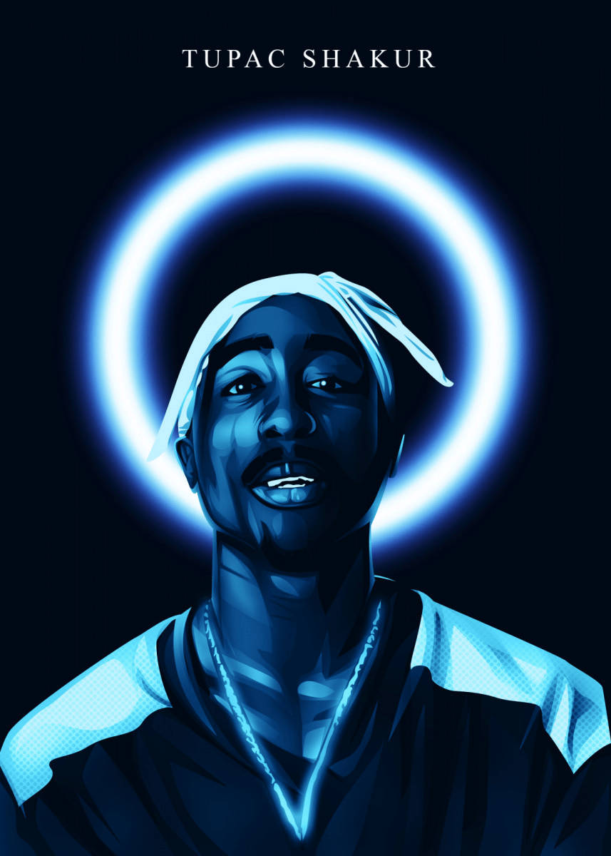 Tupac Neon Blue Halo Background