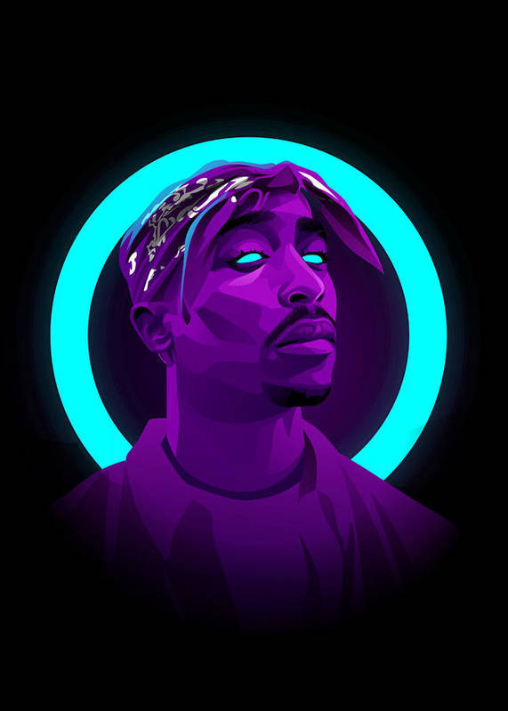 Tupac Shakur Neon Halo Background