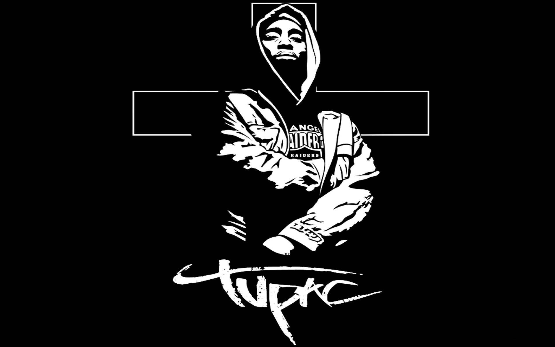 Tupac Shakur Outlined Art Background