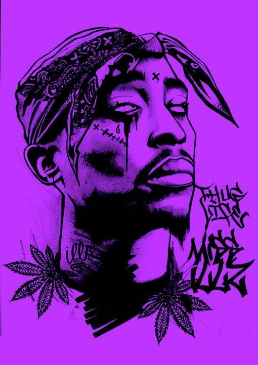 Tupac Shakur Purple Graffiti Background