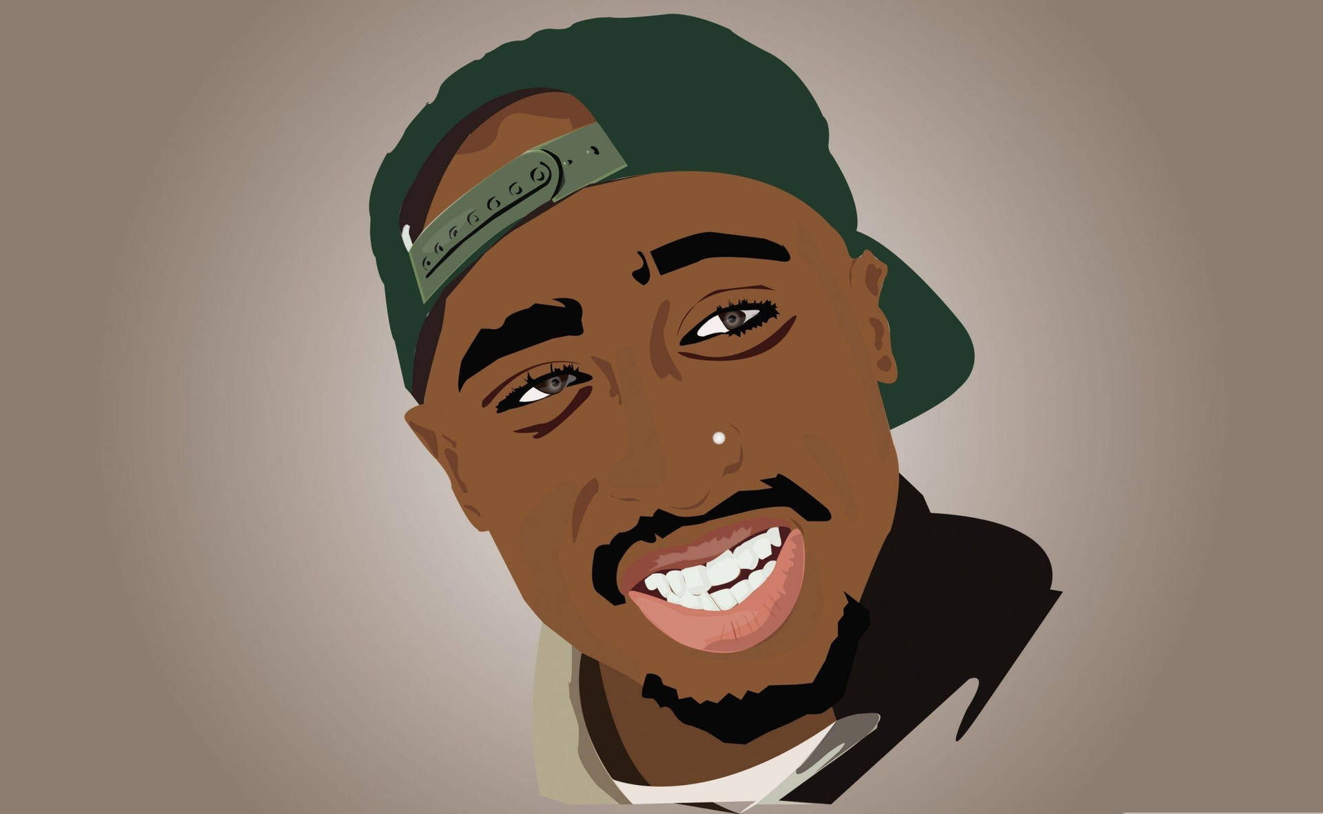 Tupac Smiling Digital Painting Background