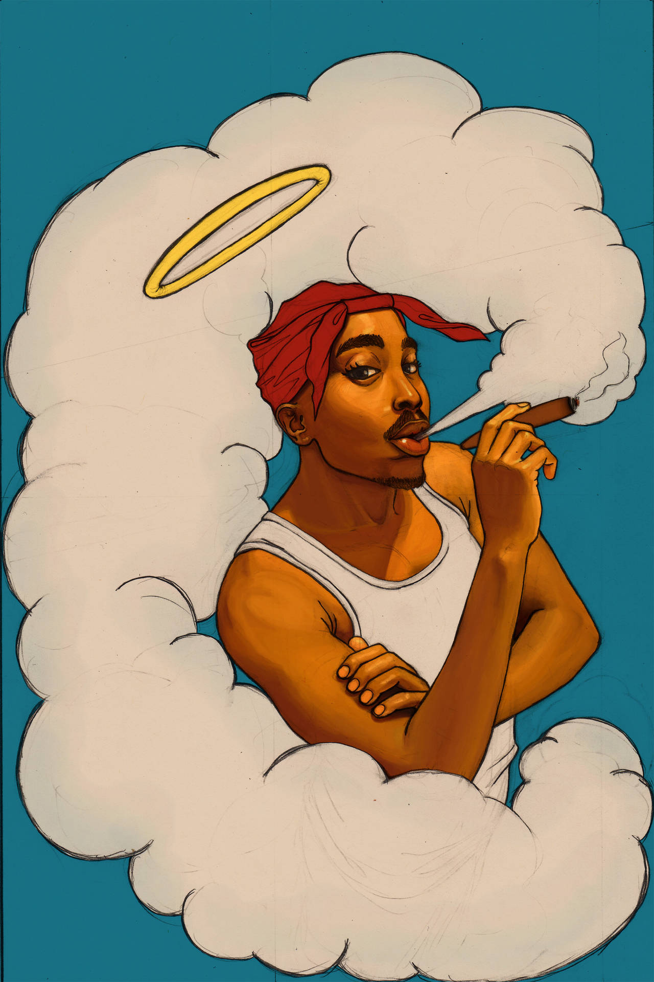 Tupac Smoke Cloud Art Background