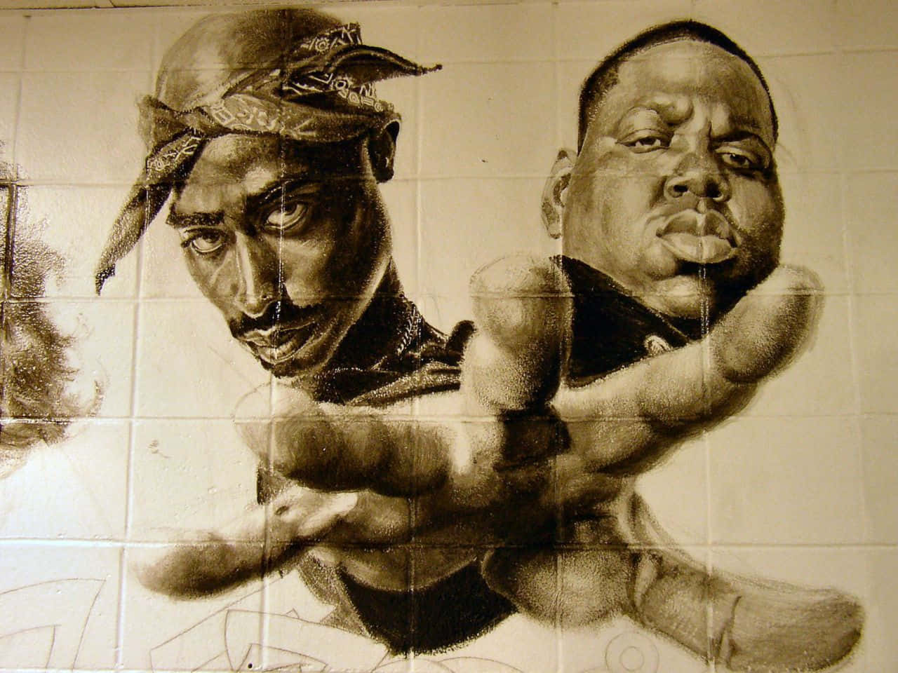 Tupac & Tupac Savage Graffiti Background