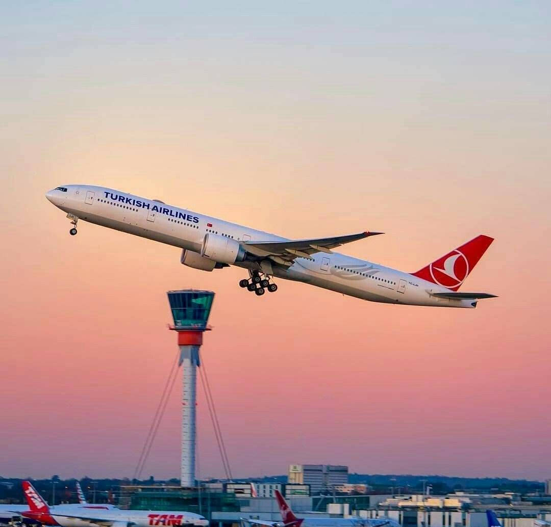 Turkish Airlines 777-300 Er Takeoff Background