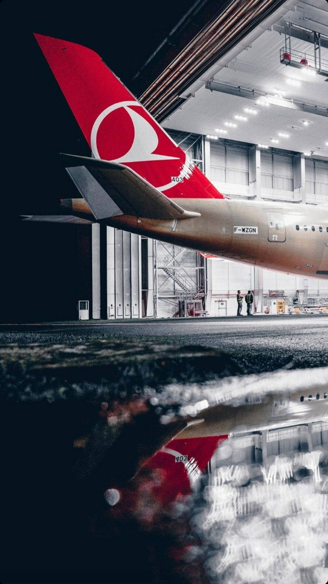 Turkish Airlines Airplane In A Hangar Background