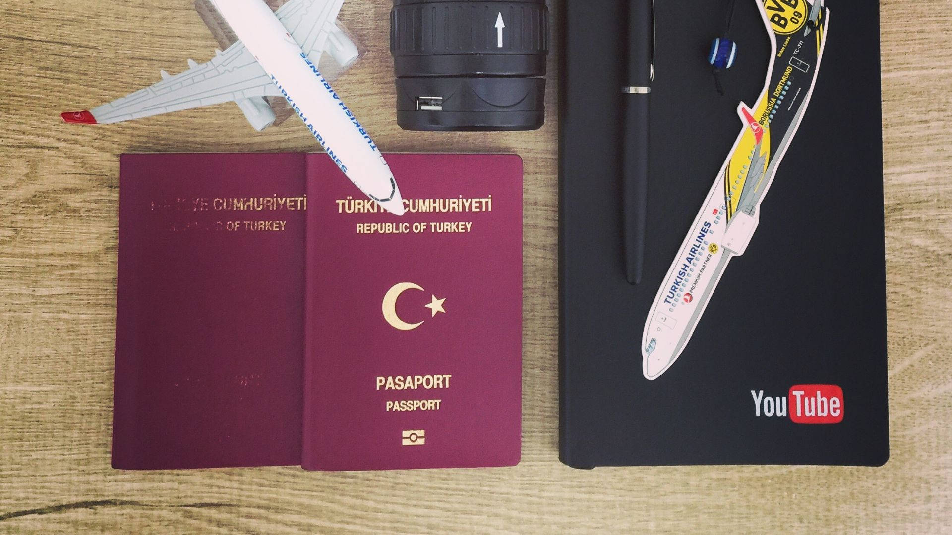 Turkish Passport With Notebook Background