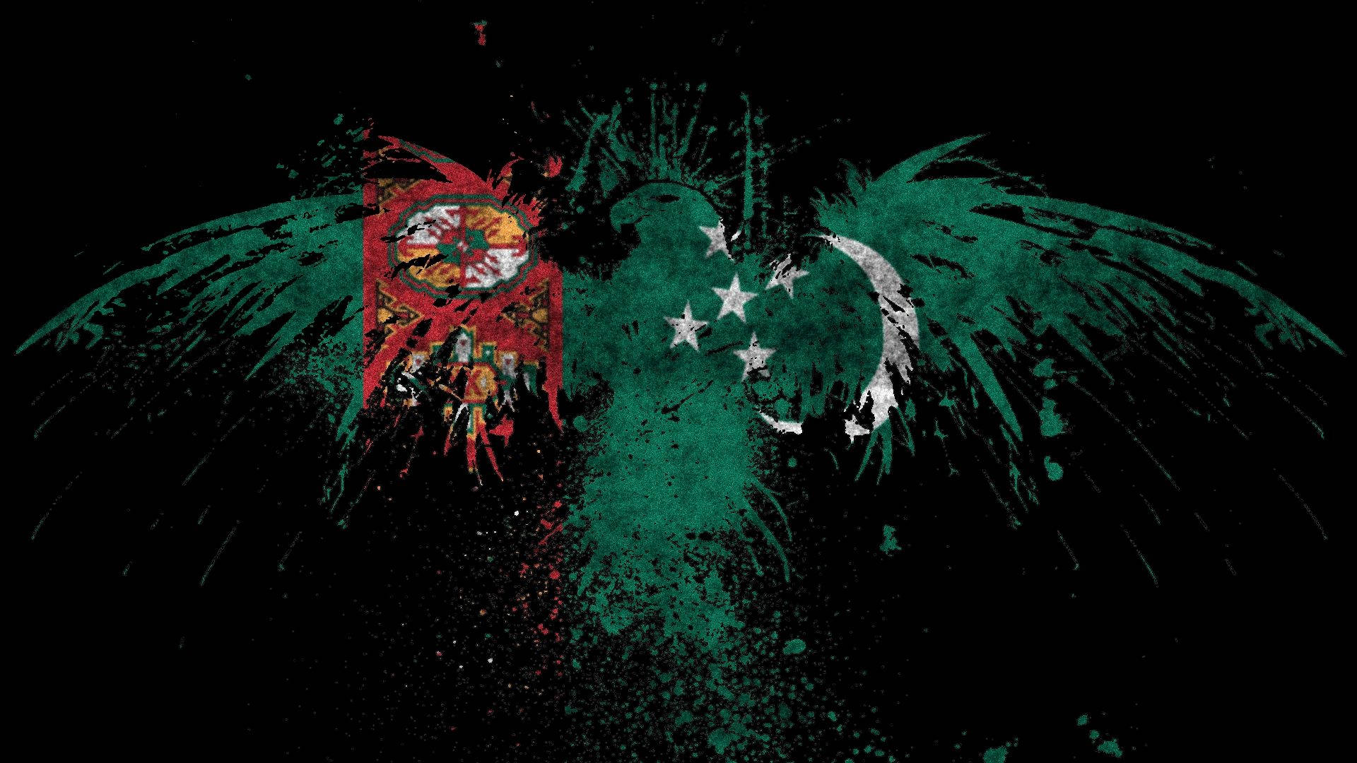 Turkmenistan Flag Art Background