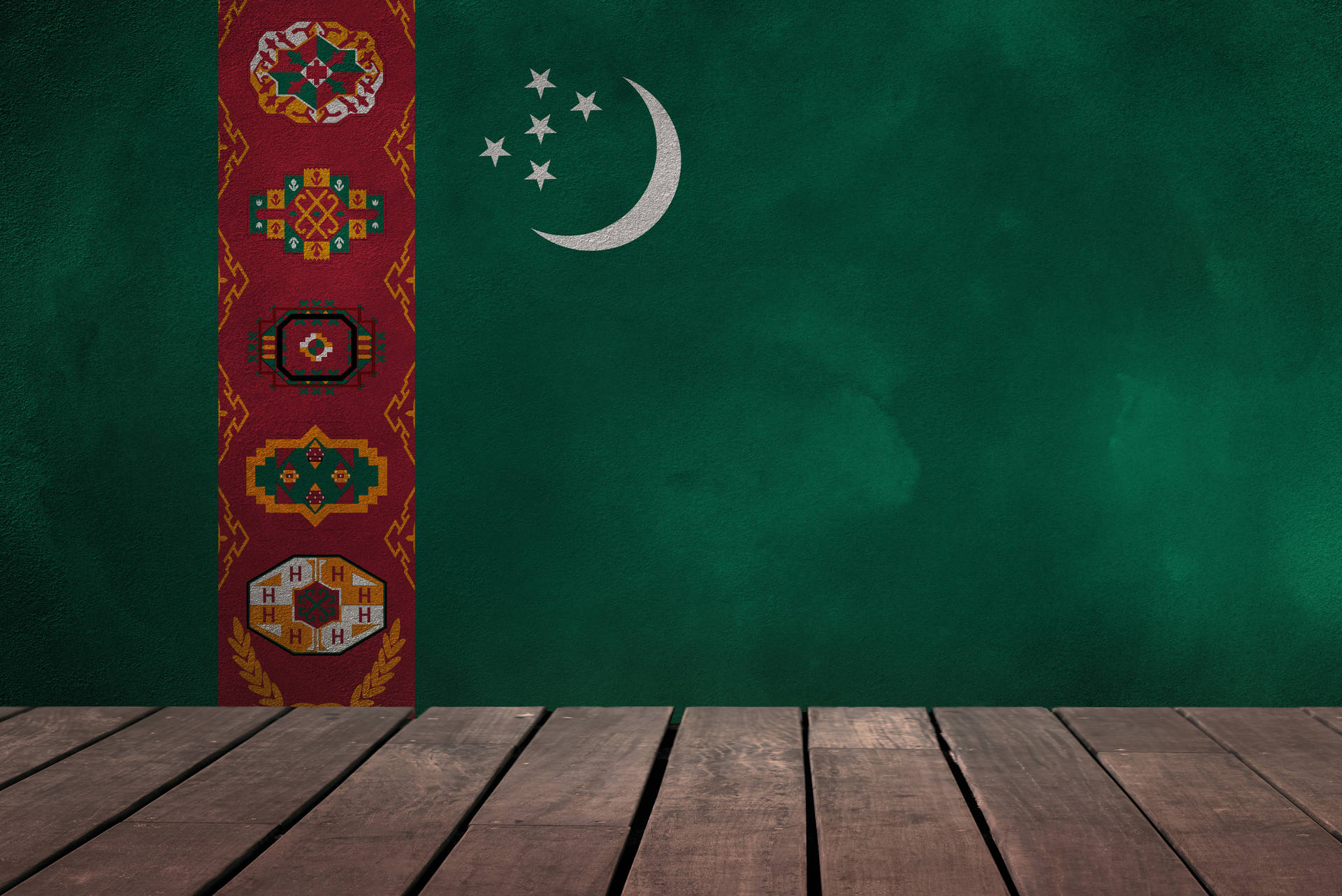 Turkmenistan Flag Wall Paint Background