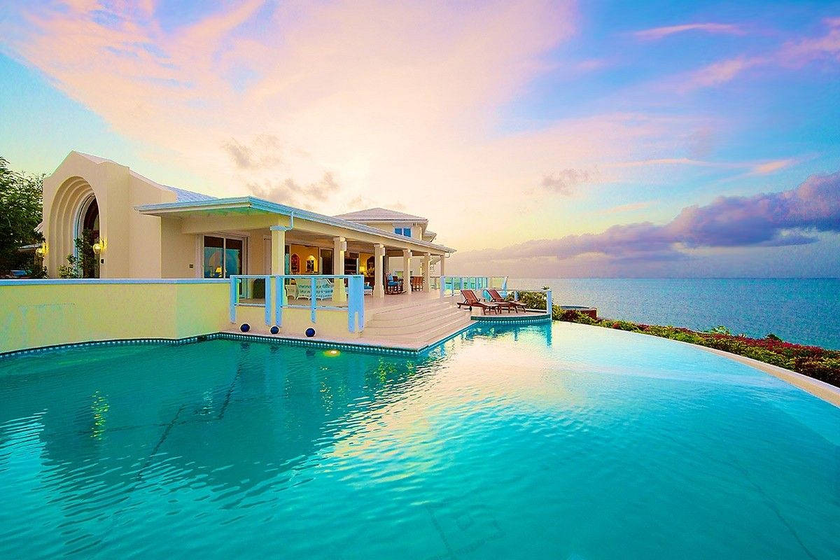 Turks And Caicos Mansion Pool Background
