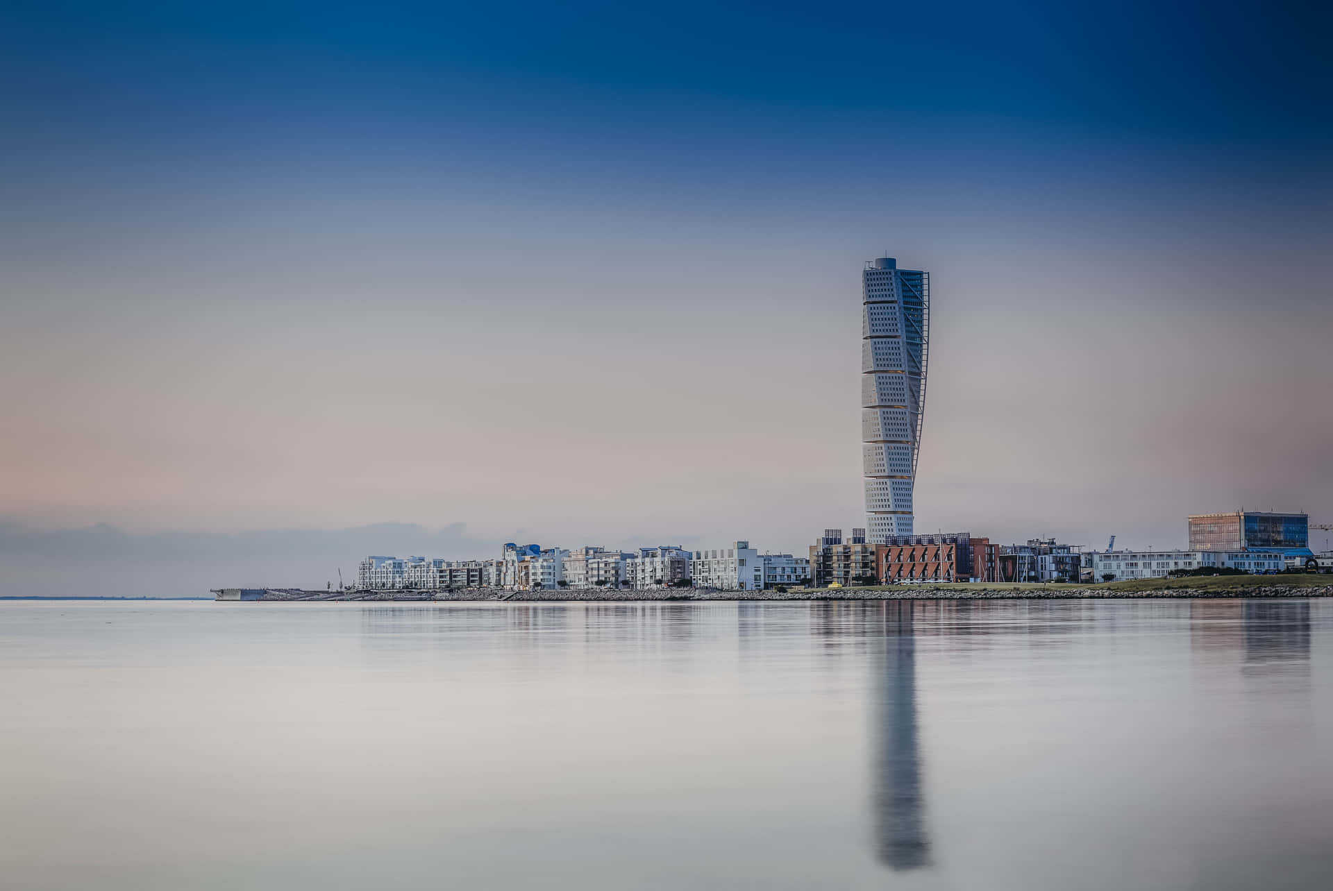 Turning Torso Dark Malmo Skyline Background