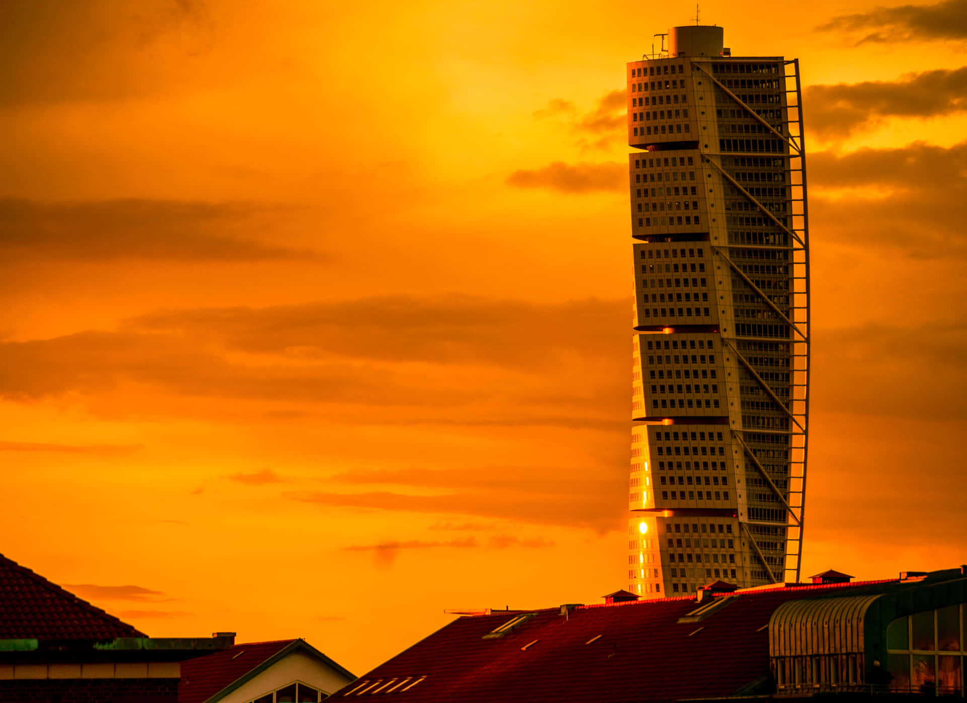 Turning Torso Orange Sunset Sky