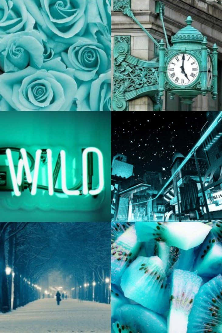 Turquoise Aesthetic Collage Background