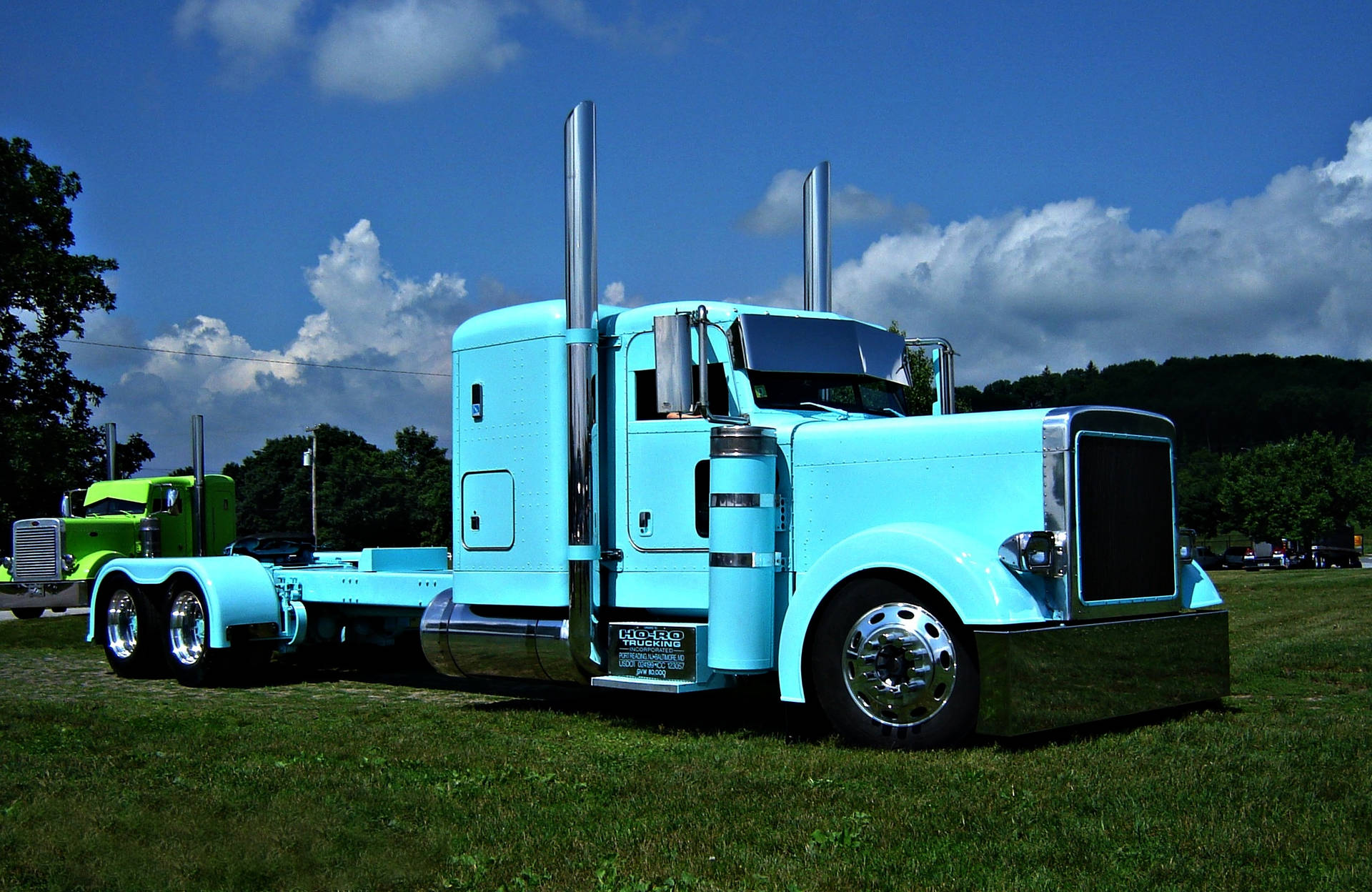 Turquoise Blue Peterbilt Background