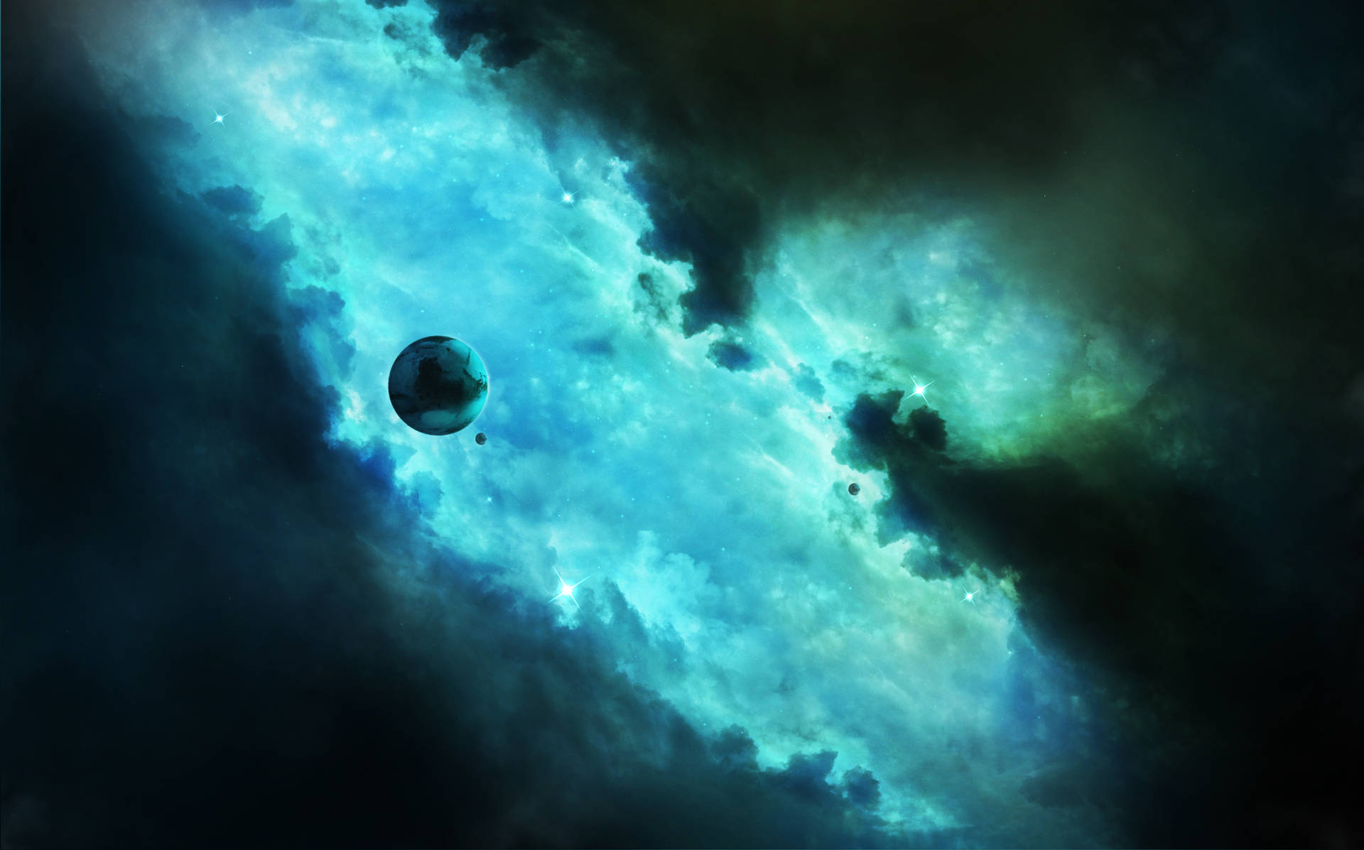Turquoise Nebula Blue Space Phone