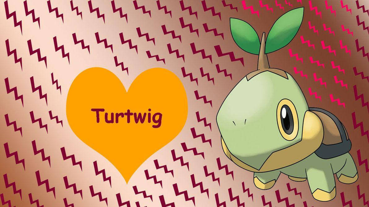 Turtwig With Orange Heart Background