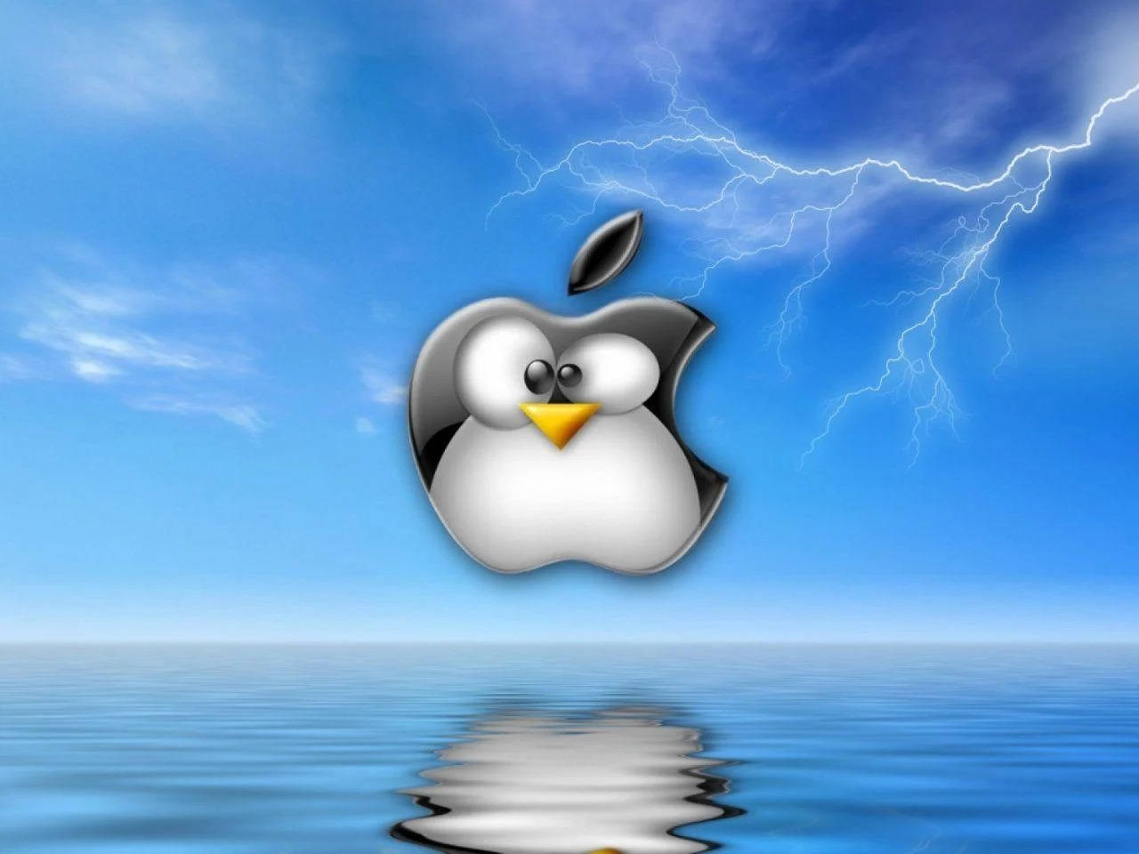 Tux Apple Logo Design For Linux Desktop