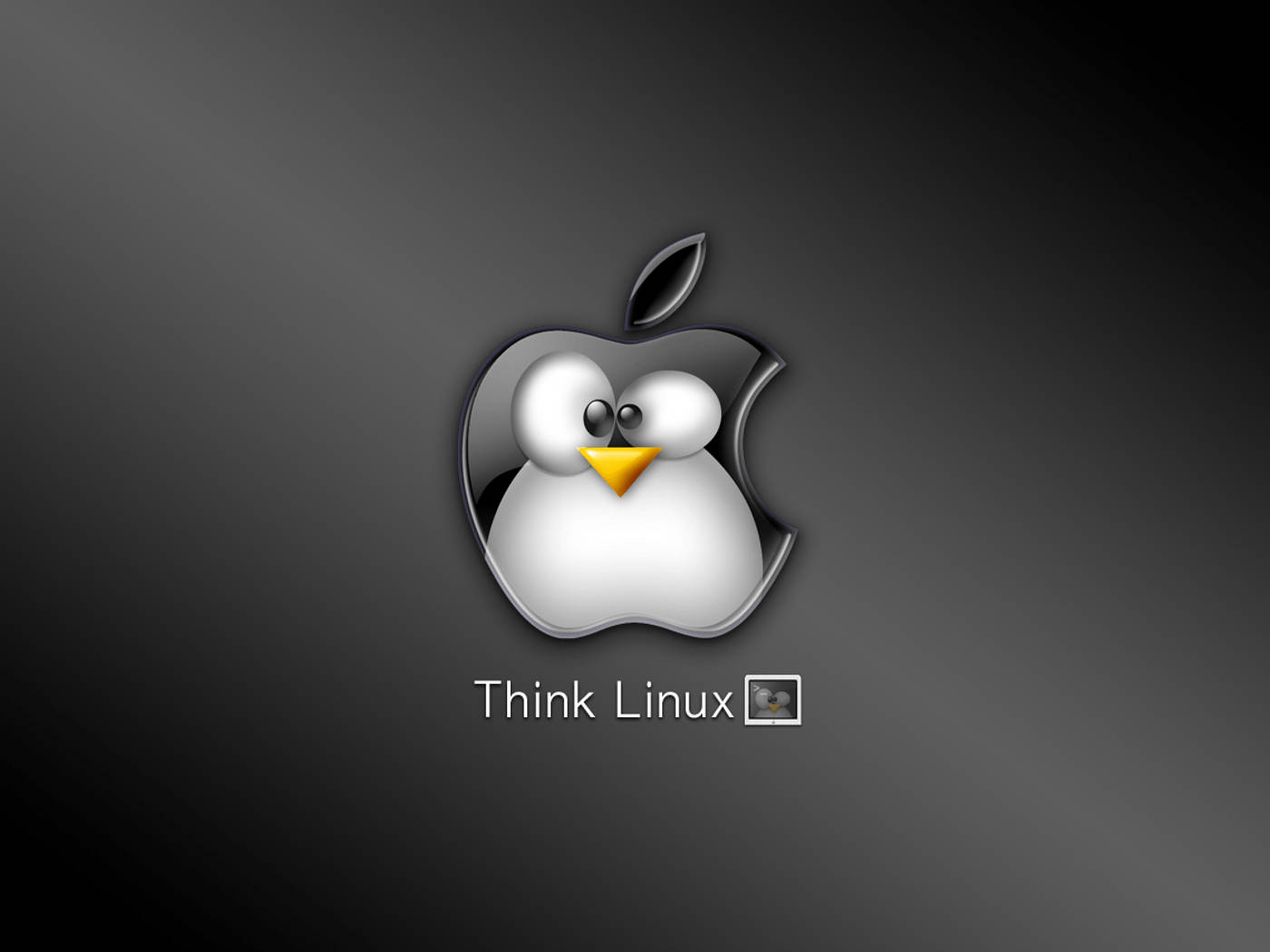 Tux Face On Apple Logo Linux Desktop Background