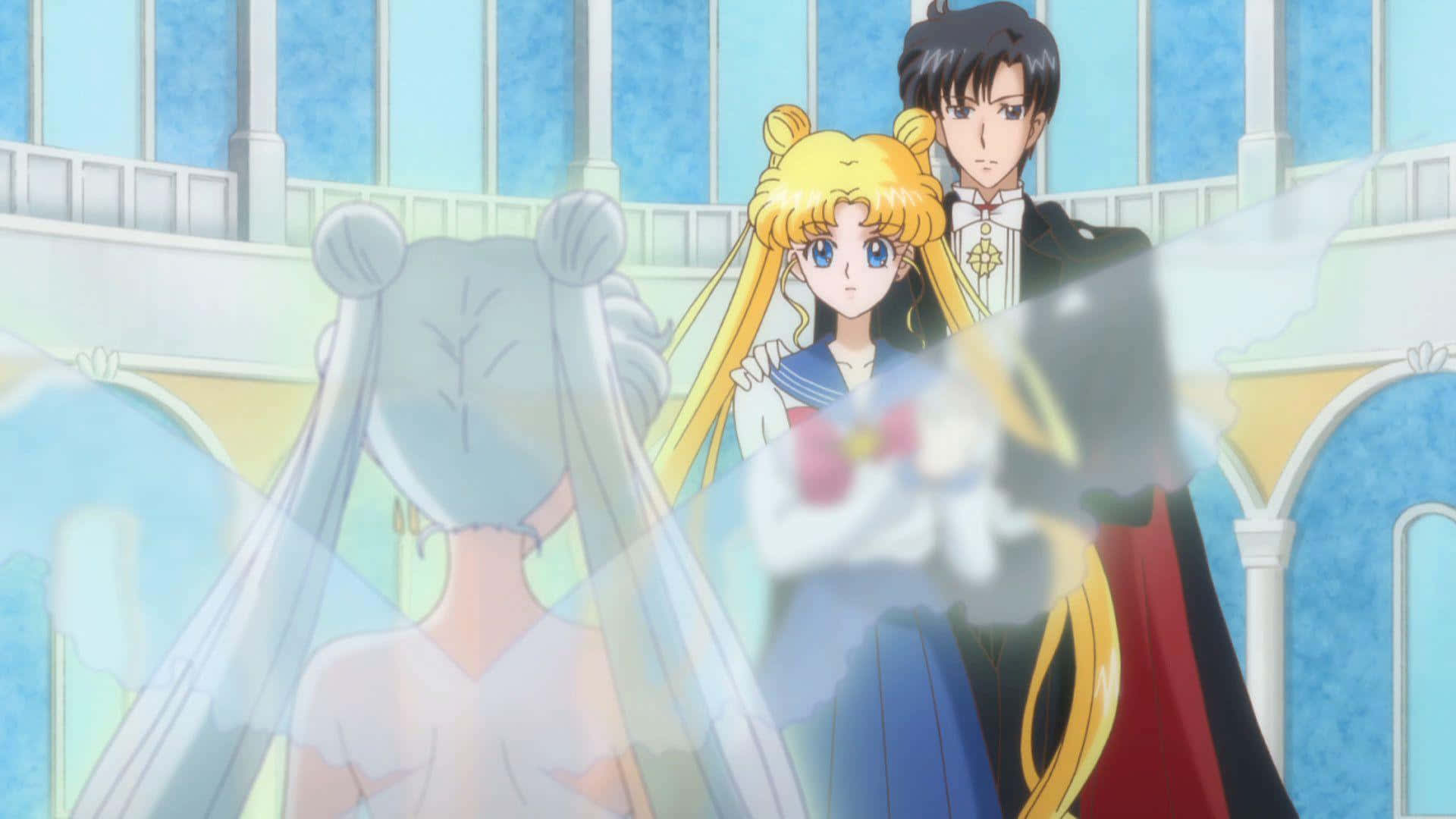 Tuxedo Mask Stands Ready To Protect His City. Background